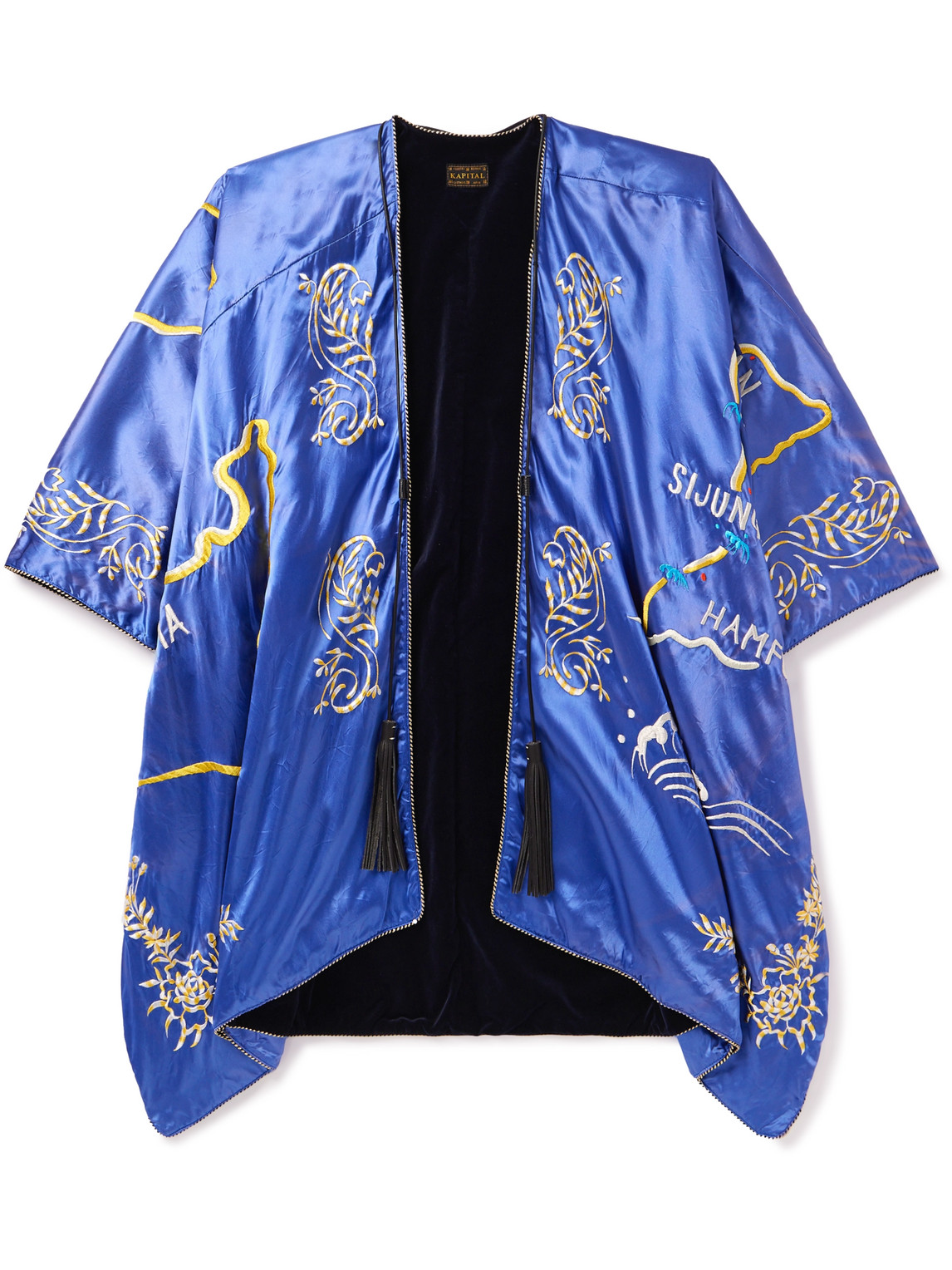 Kapital J-wave Embroidered Cotton-satin Jacket In Blue