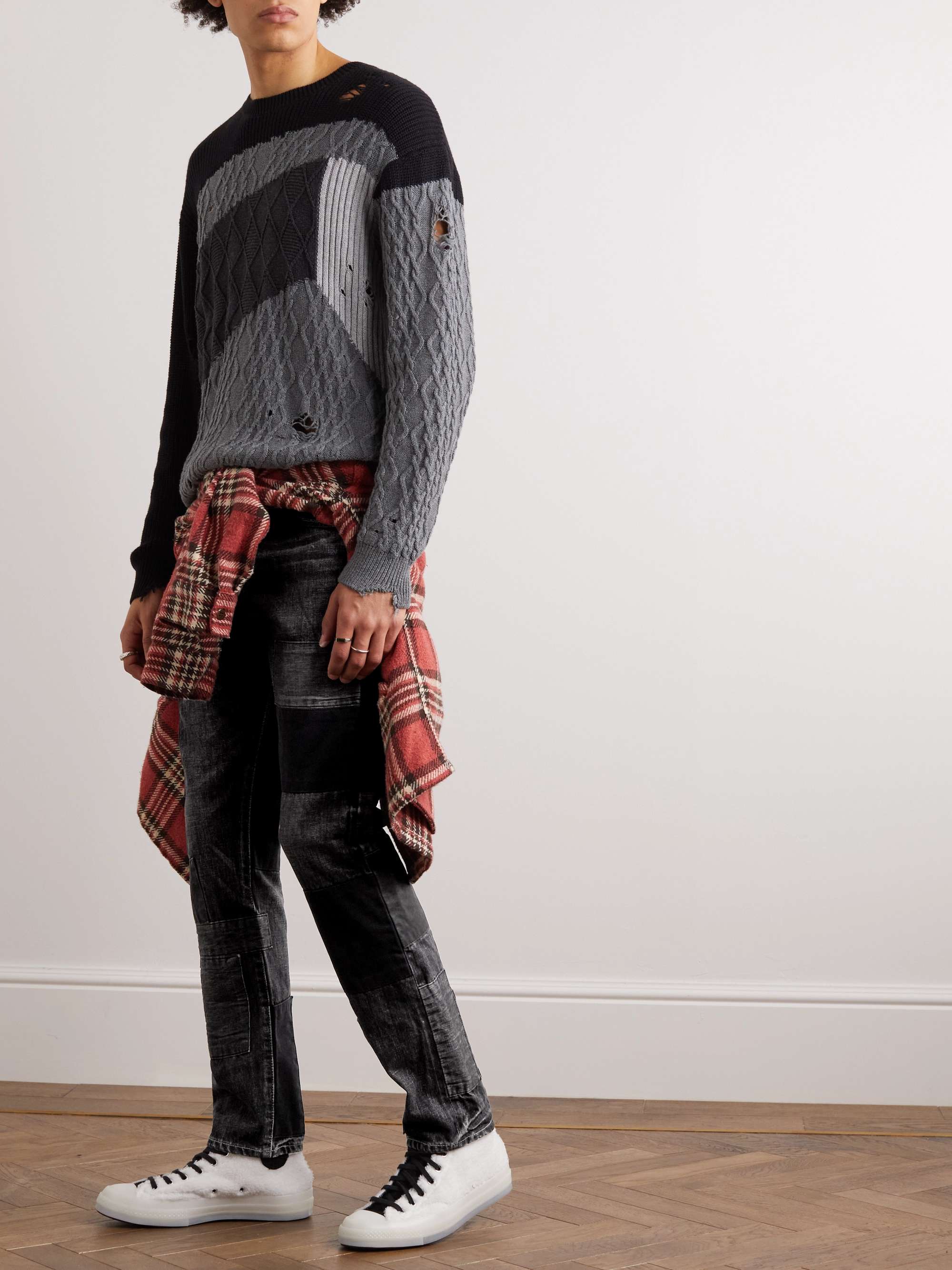 NEIGHBORHOOD Savage Slim-Fit Straight-Leg Patchwork Jeans