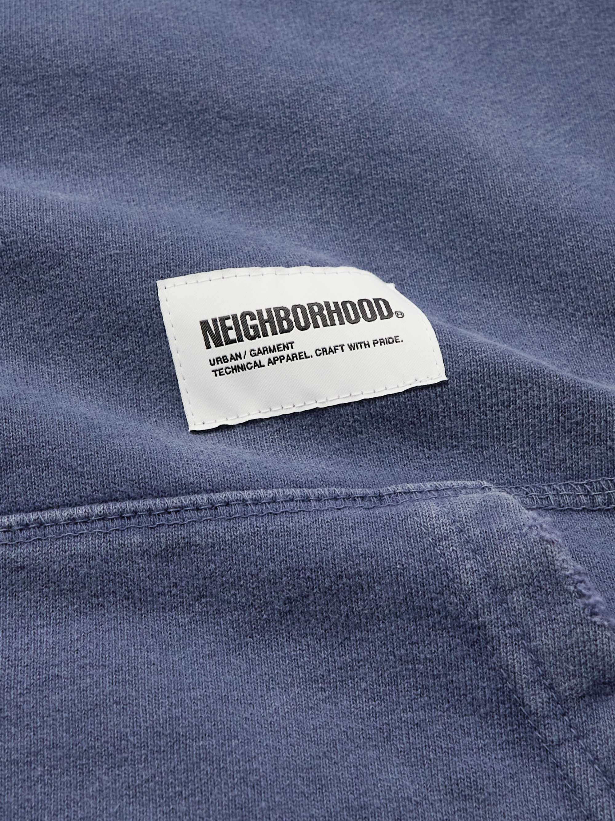 NEIGHBORHOOD Distressed Logo-Appliquéd Cotton-Jersey Hoodie
