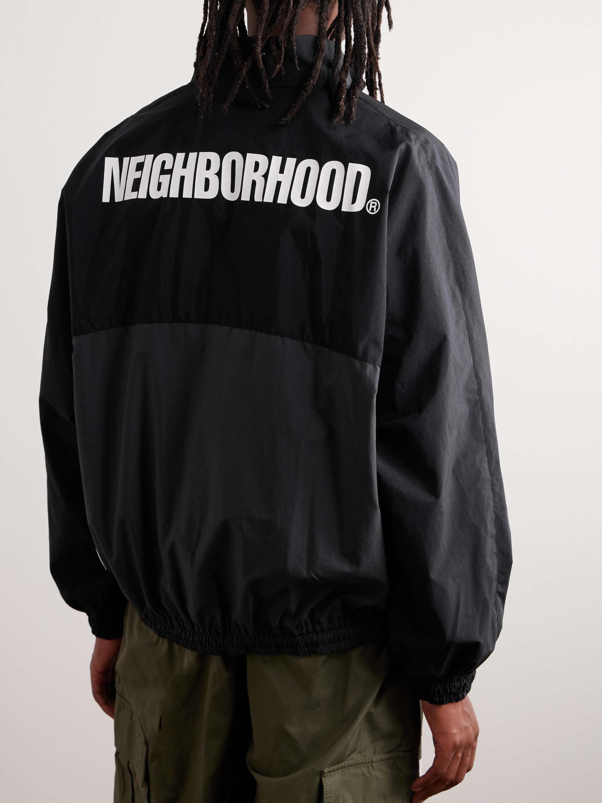 NEIGHBORHOOD Logo-Print Appliquéd Two-Tone Shell Track Jacket
