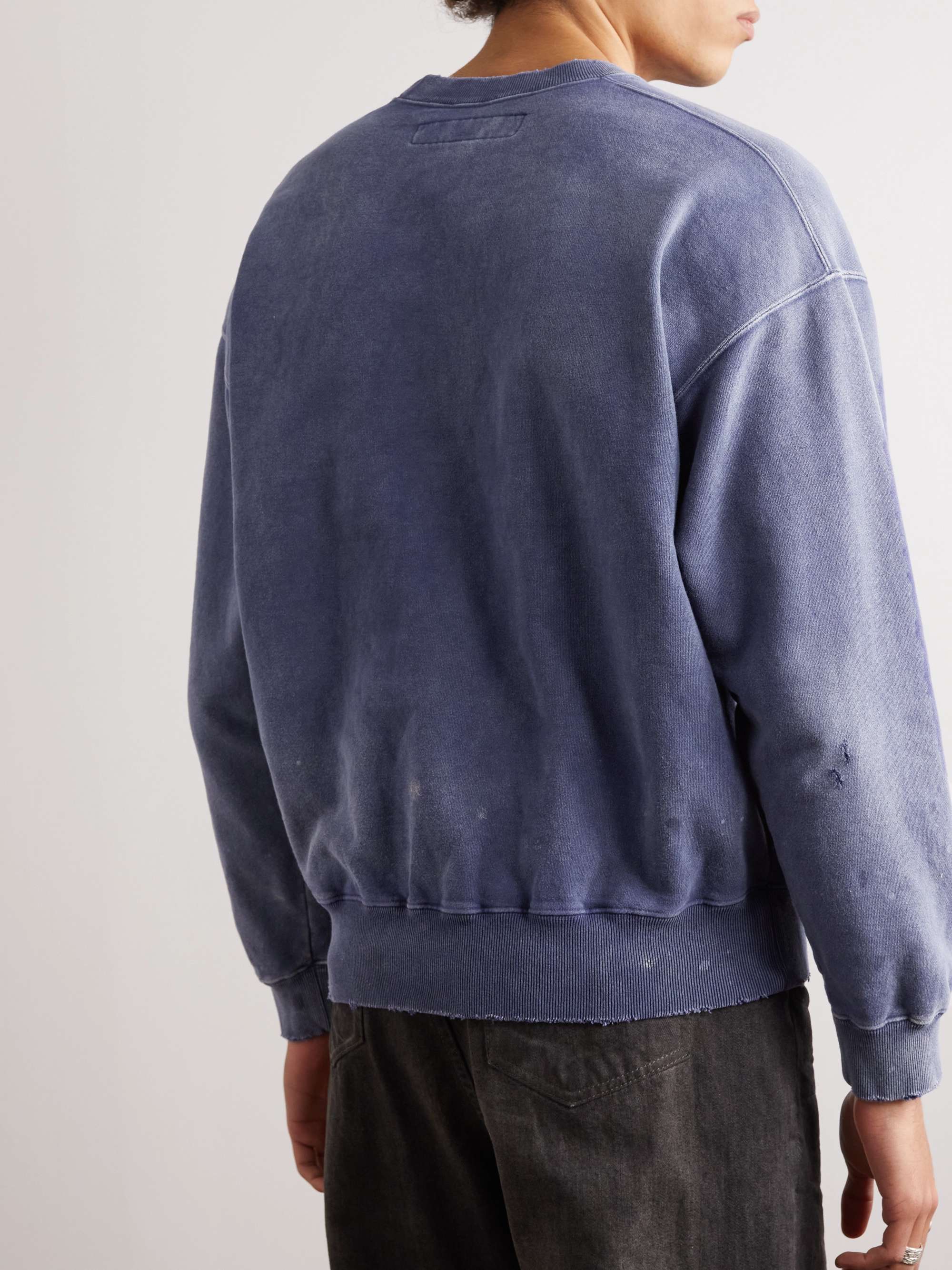 NEIGHBORHOOD Damage Logo-Appliquéd Distressed Cotton-Jersey Sweatshirt