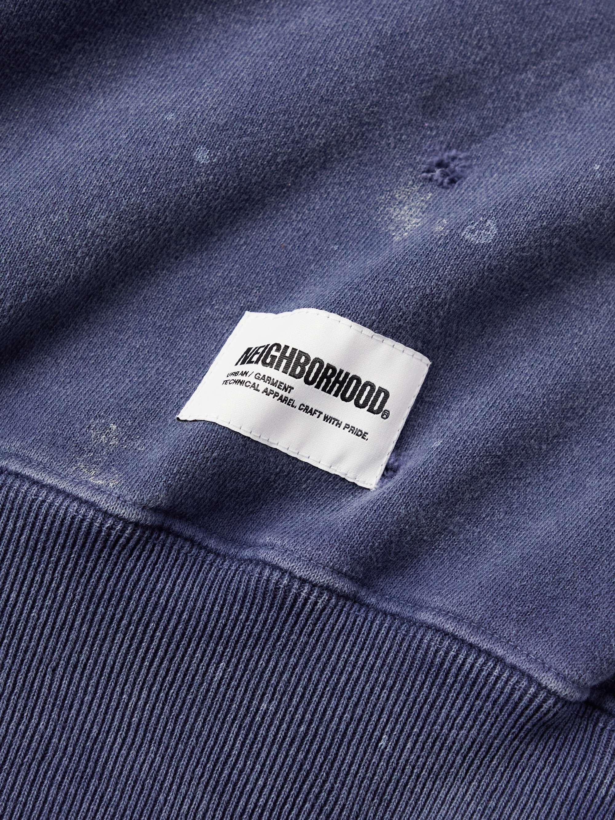 NEIGHBORHOOD Damage Logo-Appliquéd Distressed Cotton-Jersey Sweatshirt