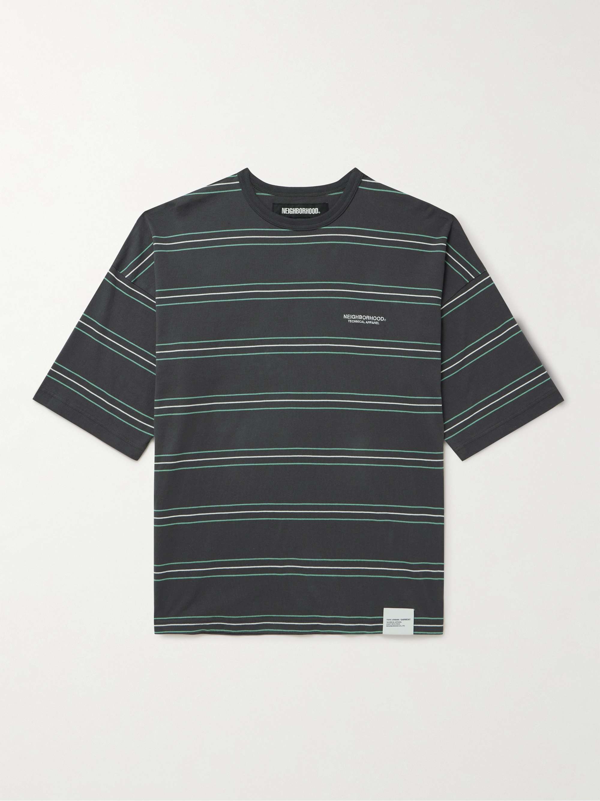 NEIGHBORHOOD Oversized Logo-Embroidered Striped Cotton-Jersey T-Shirt ...