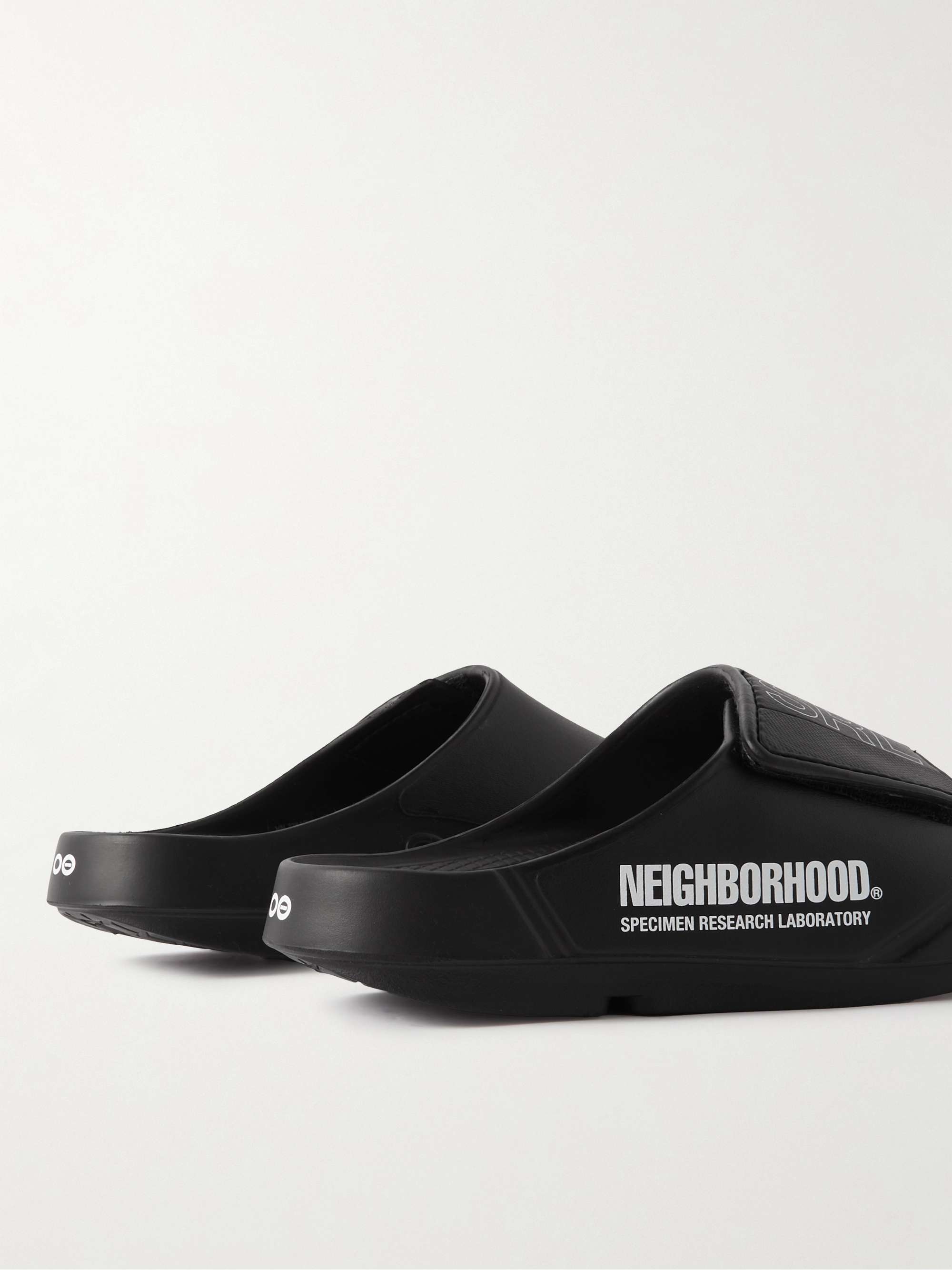 NEIGHBORHOOD + OOFOS OOahh Sport Flex Printed Rubber Slides for