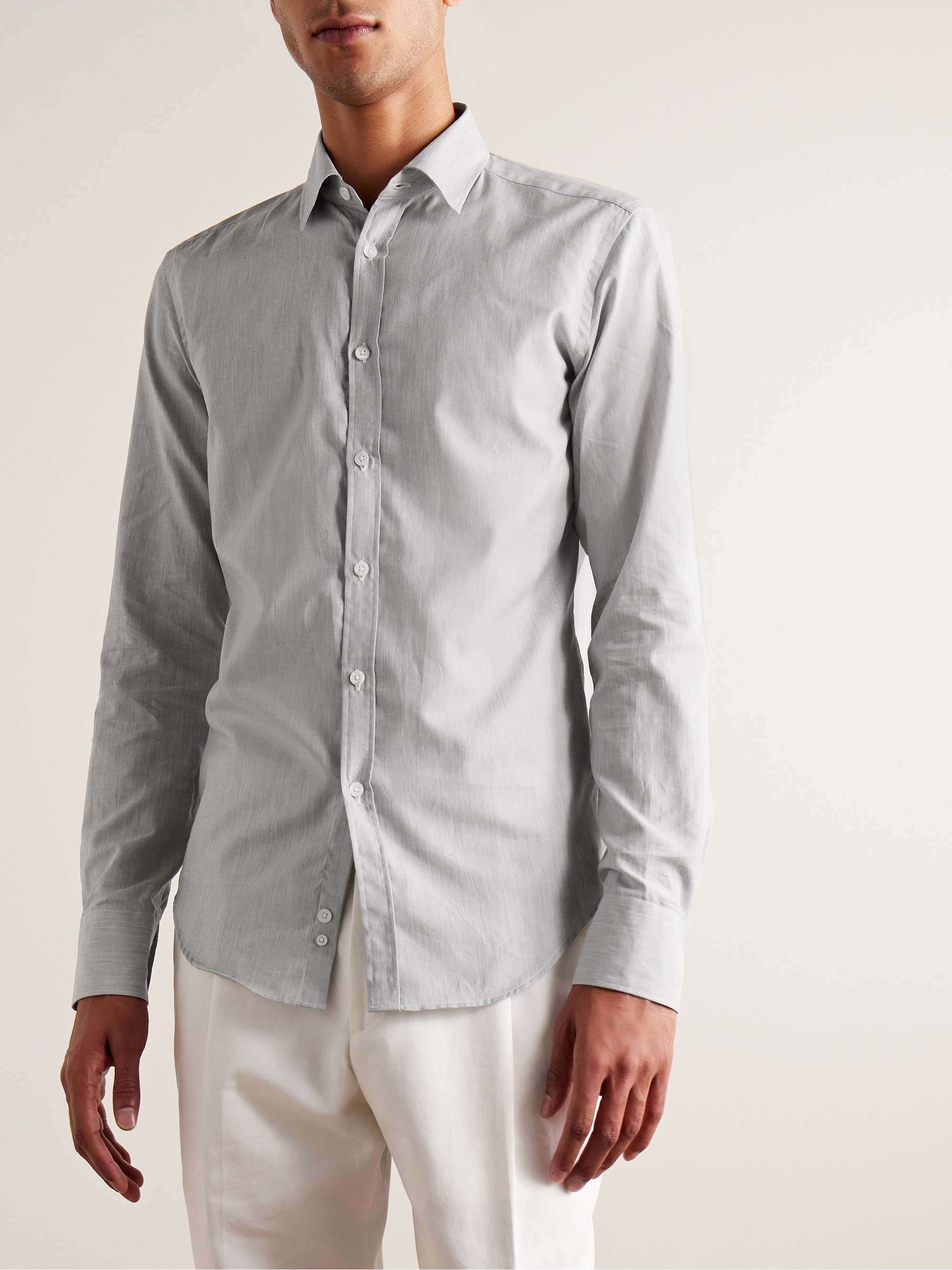 CANALI Herringbone Cotton Shirt for Men | MR PORTER