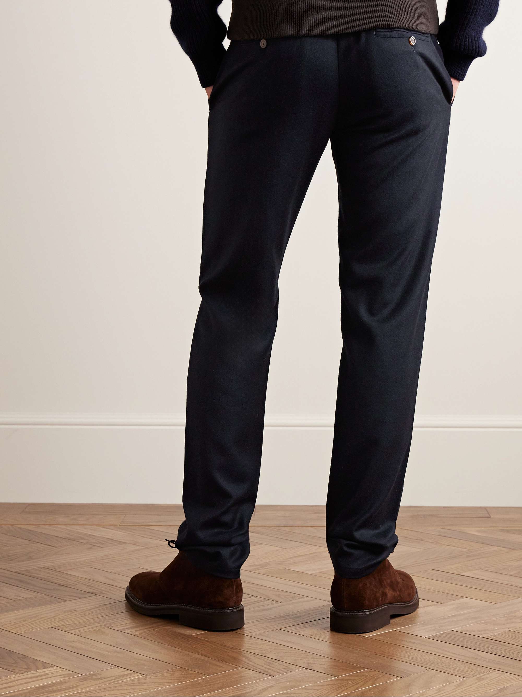 CANALI Slim-Fit Pleated Wool-Flannel Trousers for Men | MR PORTER