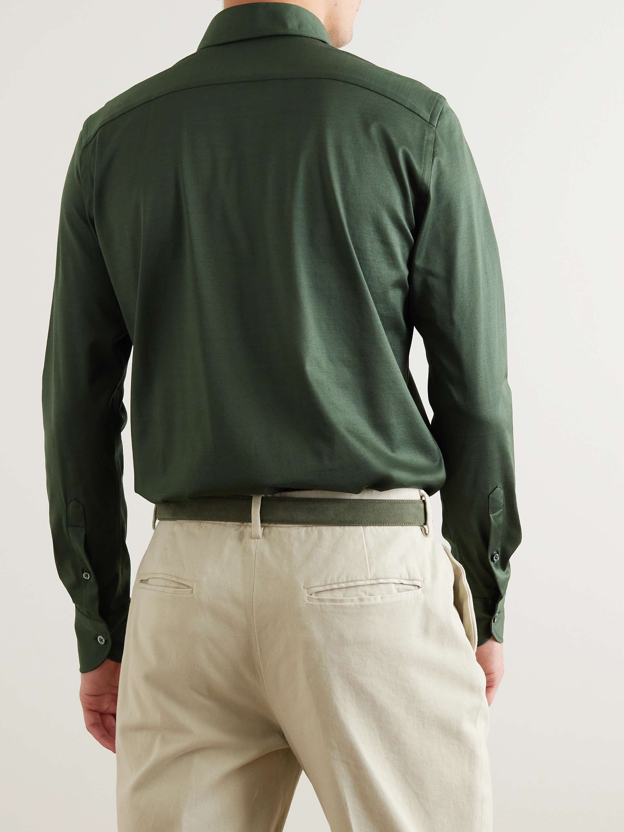 CANALI Cutaway-Collar Cotton-Jersey Shirt for Men | MR PORTER