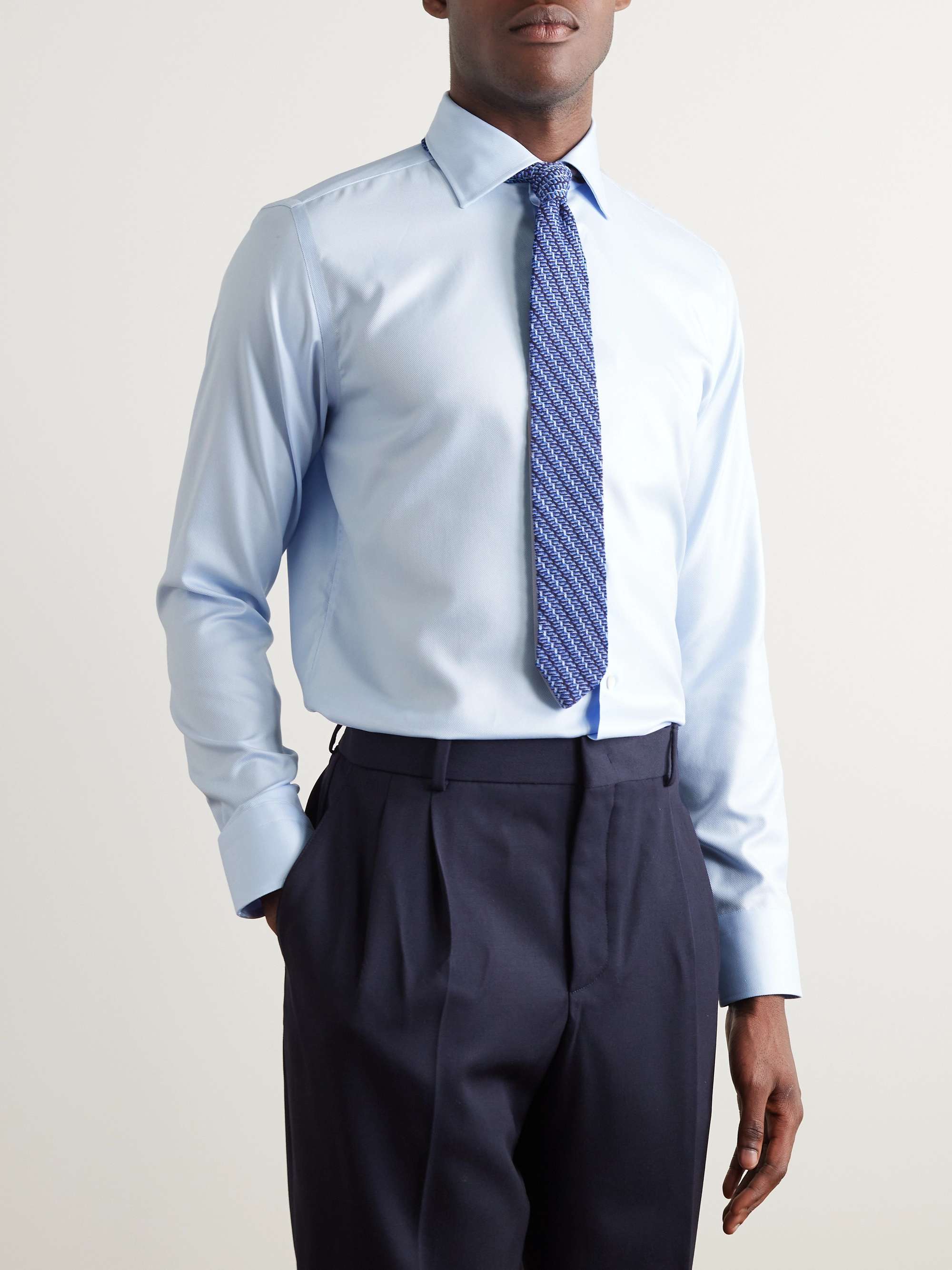 CANALI Slim-Fit Cutaway-Collar Impeccabile Cotton-Twill Shirt for Men ...