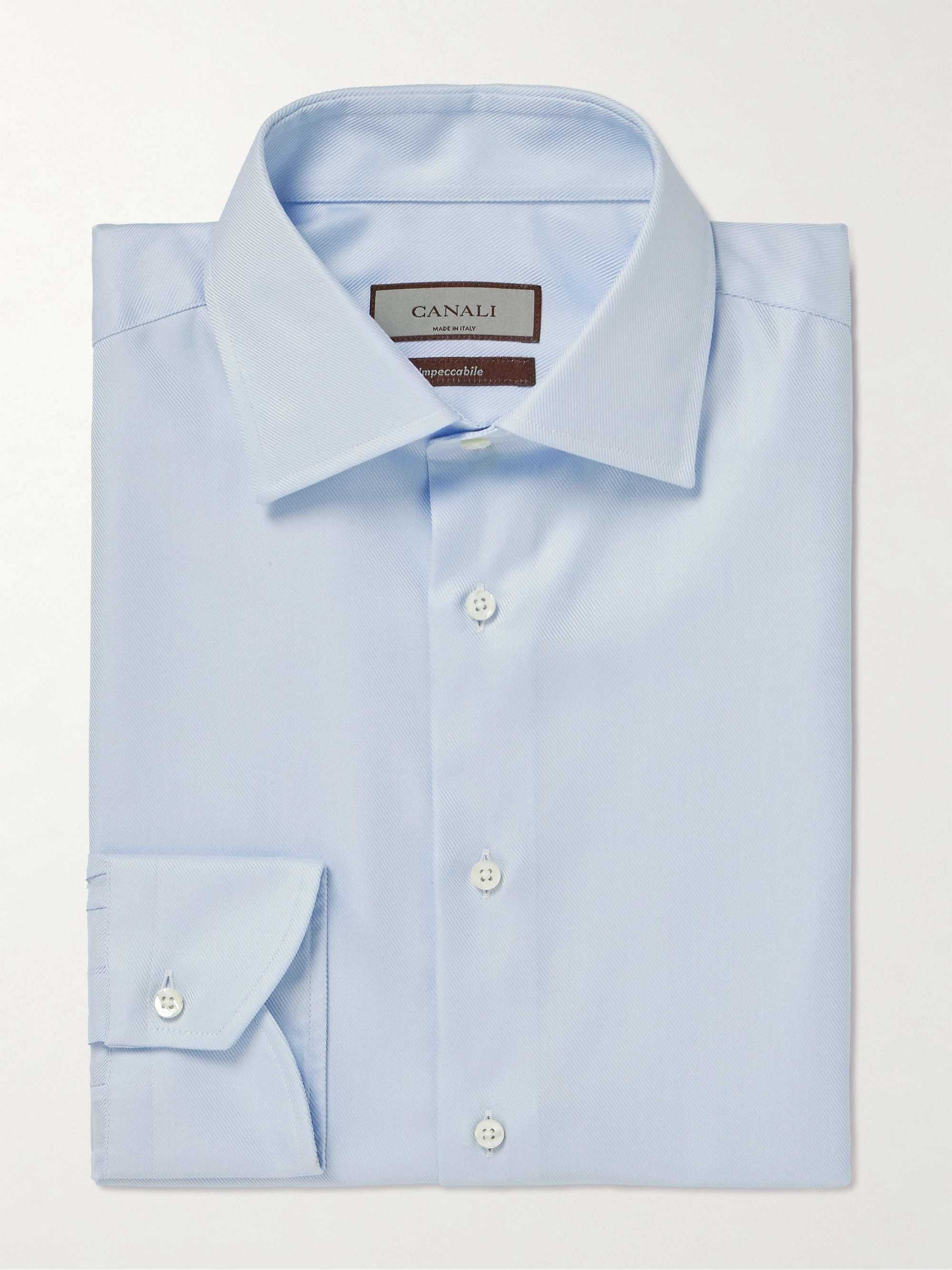 CANALI Slim-Fit Cutaway-Collar Impeccabile Cotton-Twill Shirt for Men ...