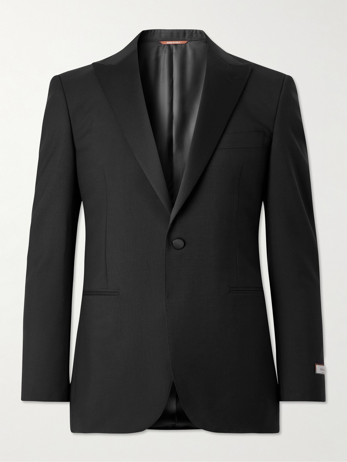 Canali Satin-trimmed Wool And Mohair-blend Tuxedo Jacket In Black