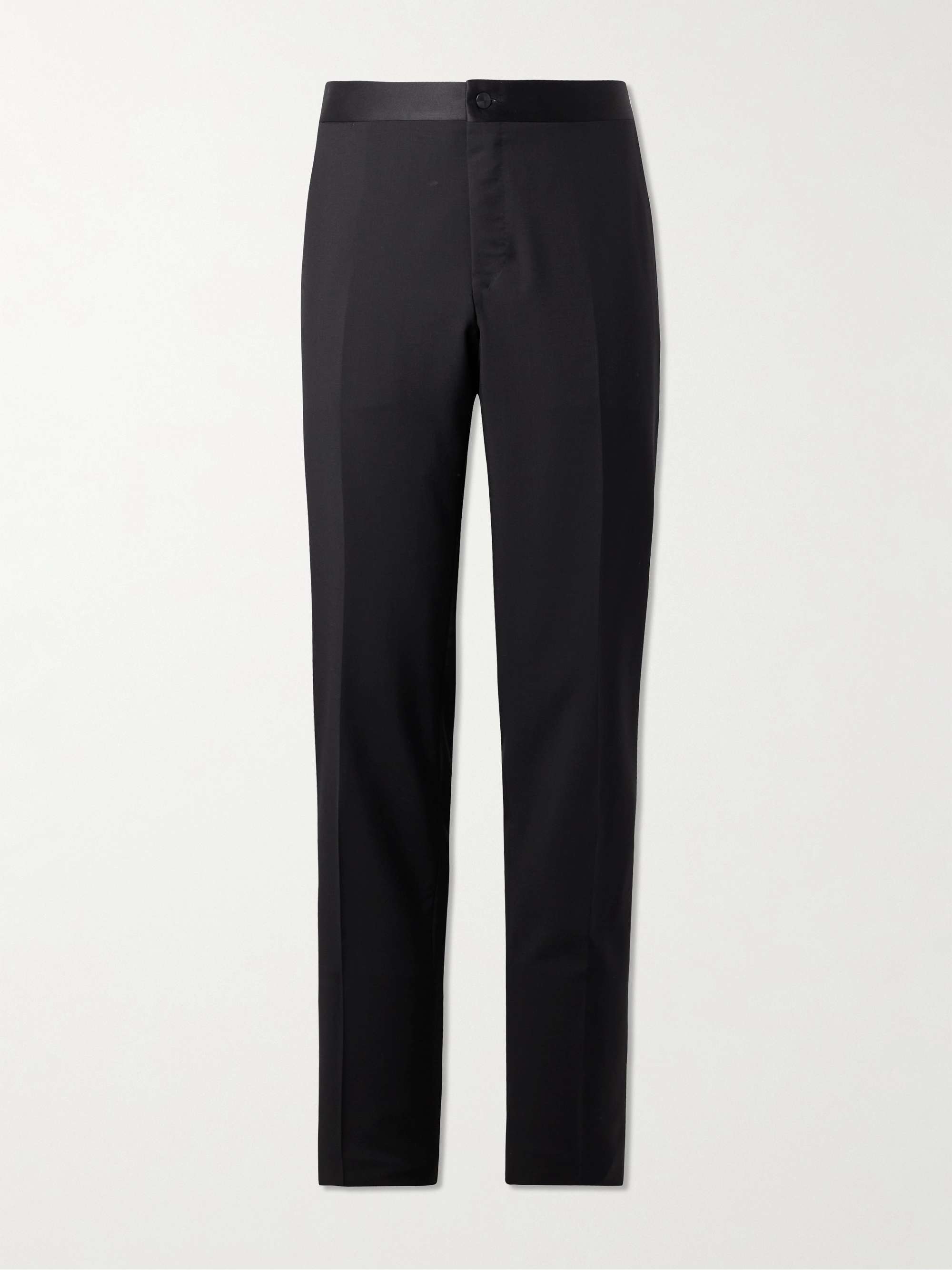 CANALI Straight-Leg Satin-Trimmed Wool and Mohair-Blend Tuxedo Trousers ...
