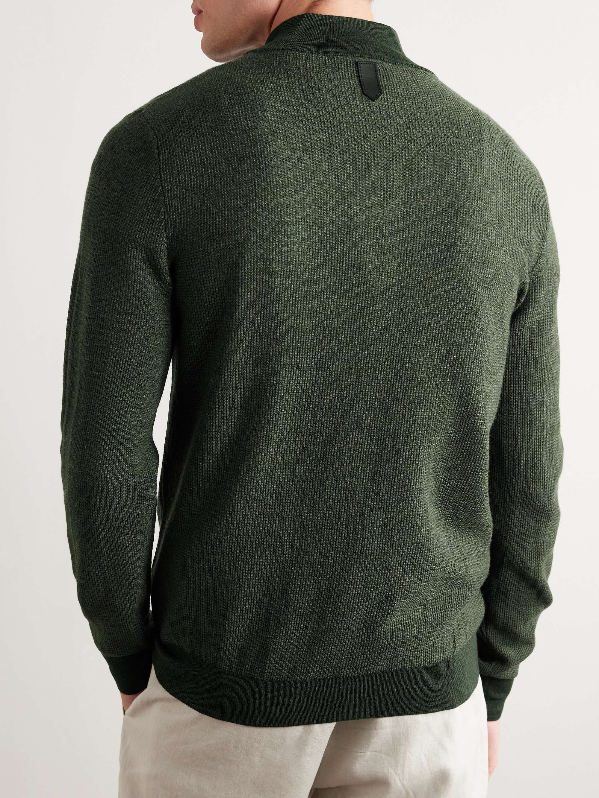 CANALI Wool-Piqué Half-Zip Sweater for Men | MR PORTER