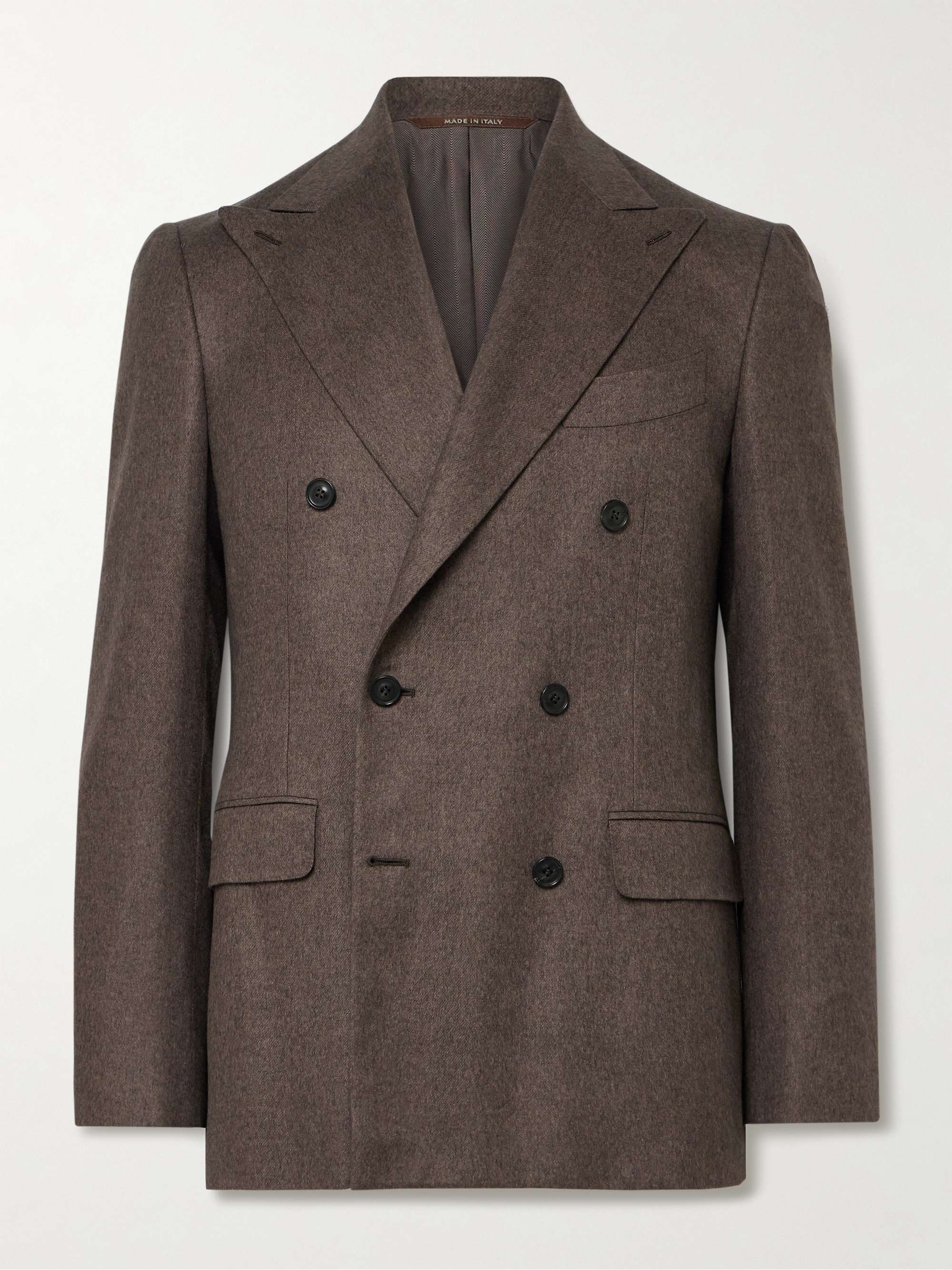 CANALI Double-Breasted Brushed Cashmere and Silk-Blend Twill Blazer for ...