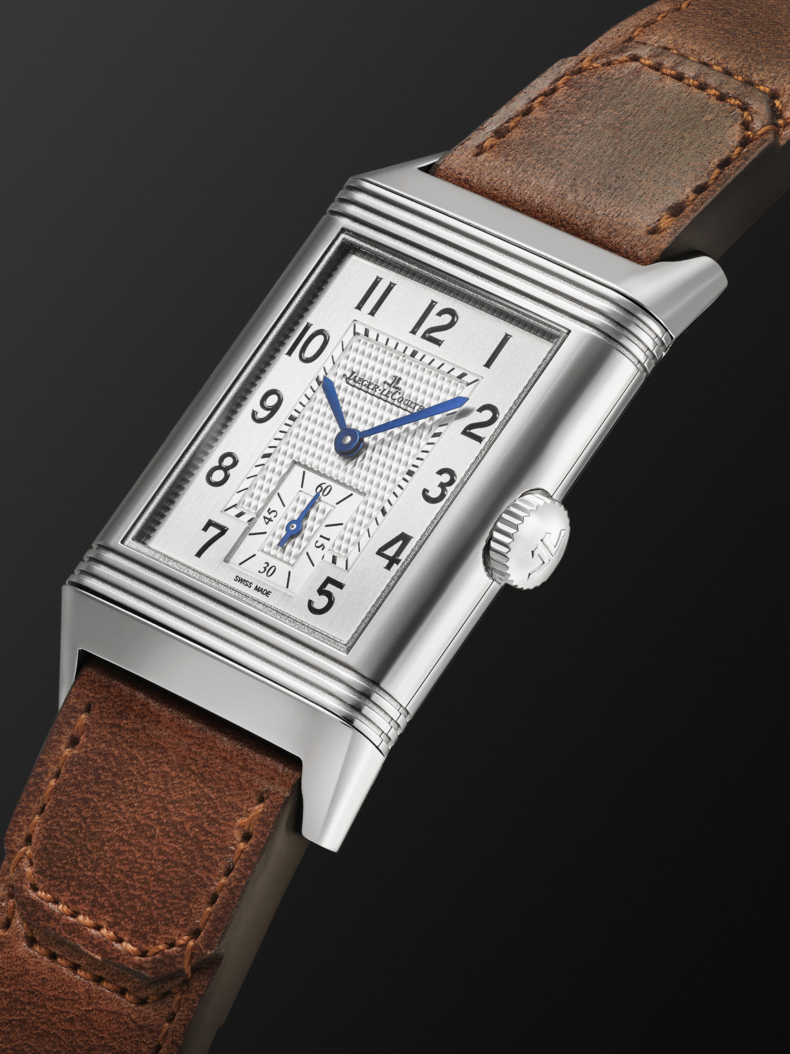 Shop Jaeger-lecoultre Reverso Classic Small Seconds Sydney Hand-wound 45.6mm Stainless Steel And Leather Watch, Ref No. Jl In White