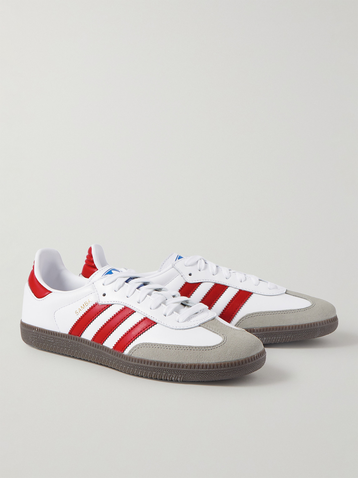 Shop Adidas Originals Samba Og Suede-trimmed Leather Sneakers In White