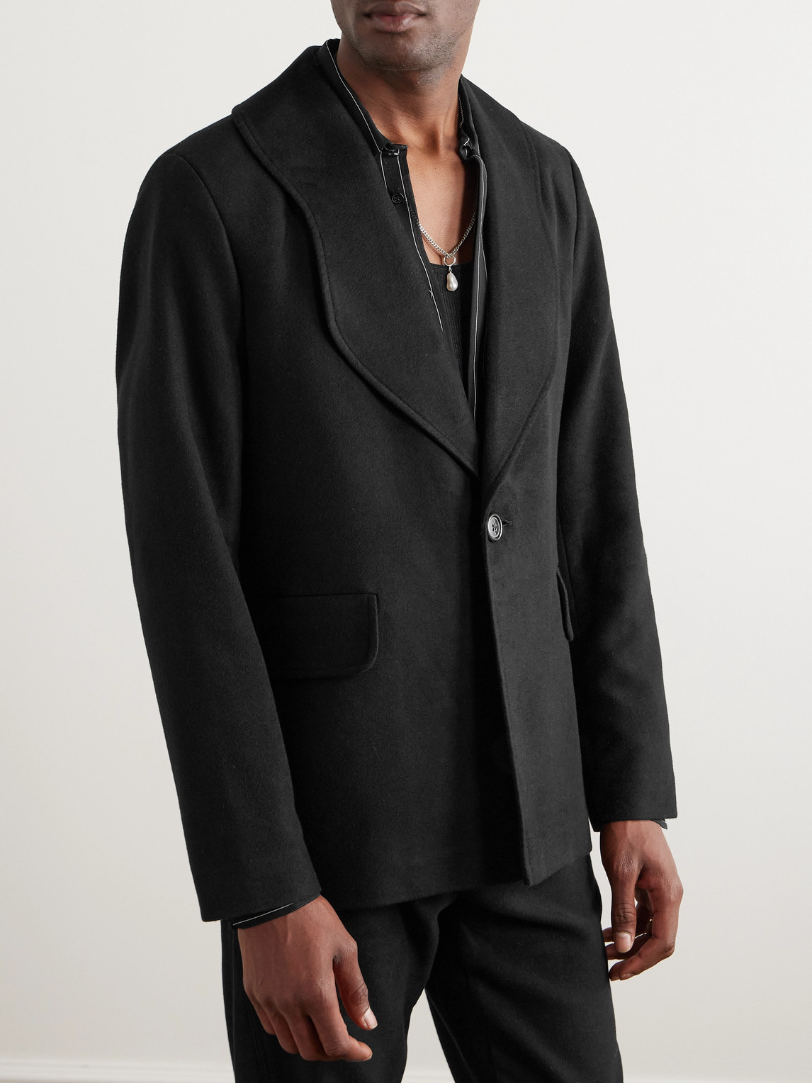 Shop Séfr Peace Lyocell And Cotton-blend Suit Jacket In Black