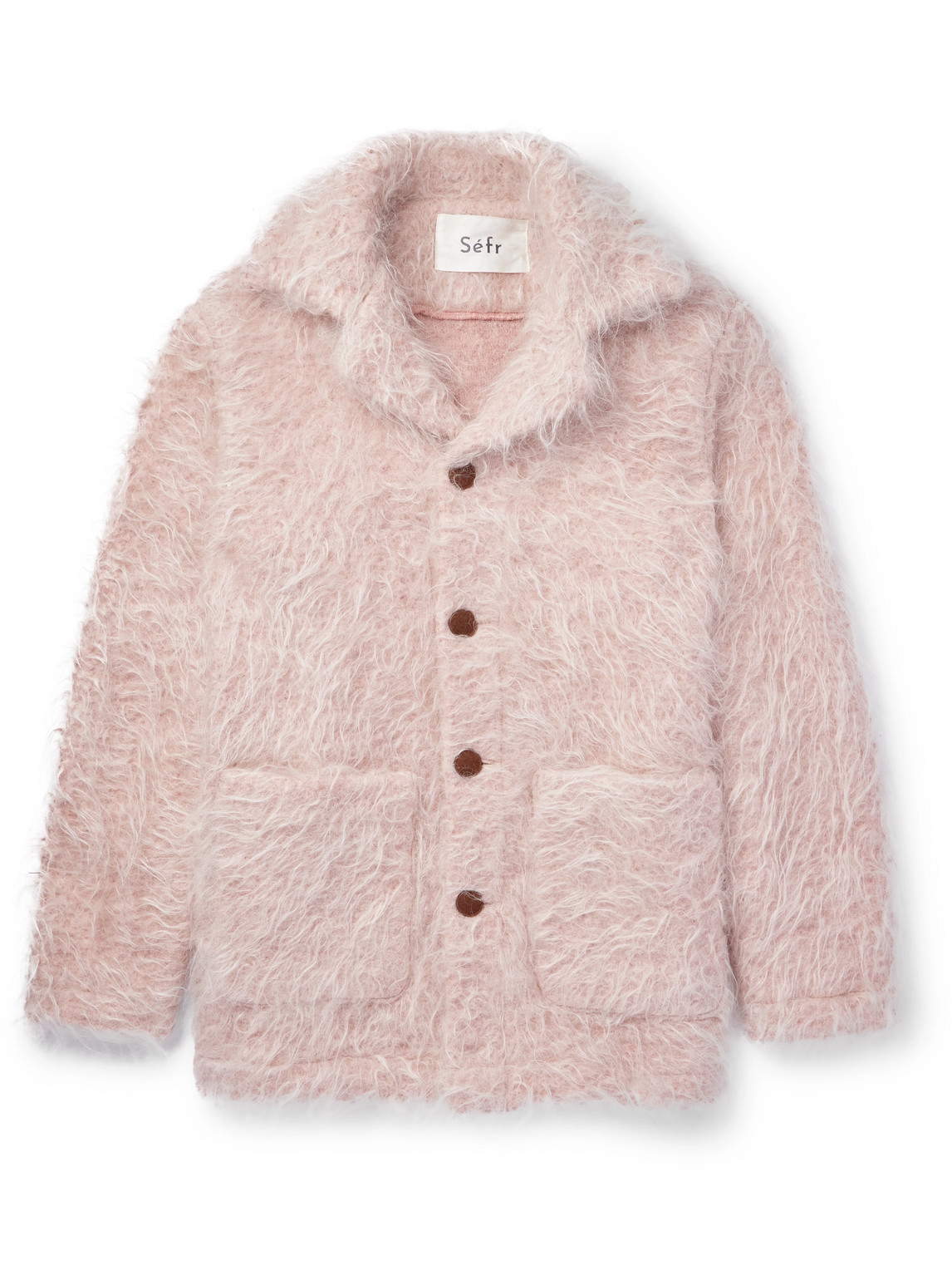 Séfr Morrison Brushed Wool And Mohair-blend Jacket In Pink