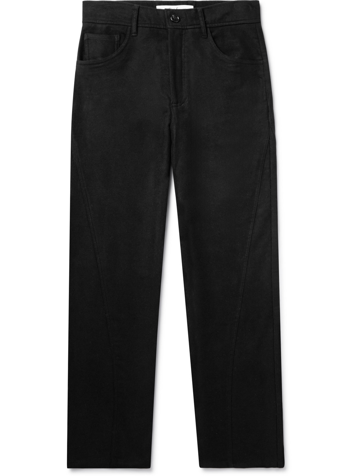 Séfr Santana Straight-leg Lyocell And Cotton-blend Suit Trousers In Black