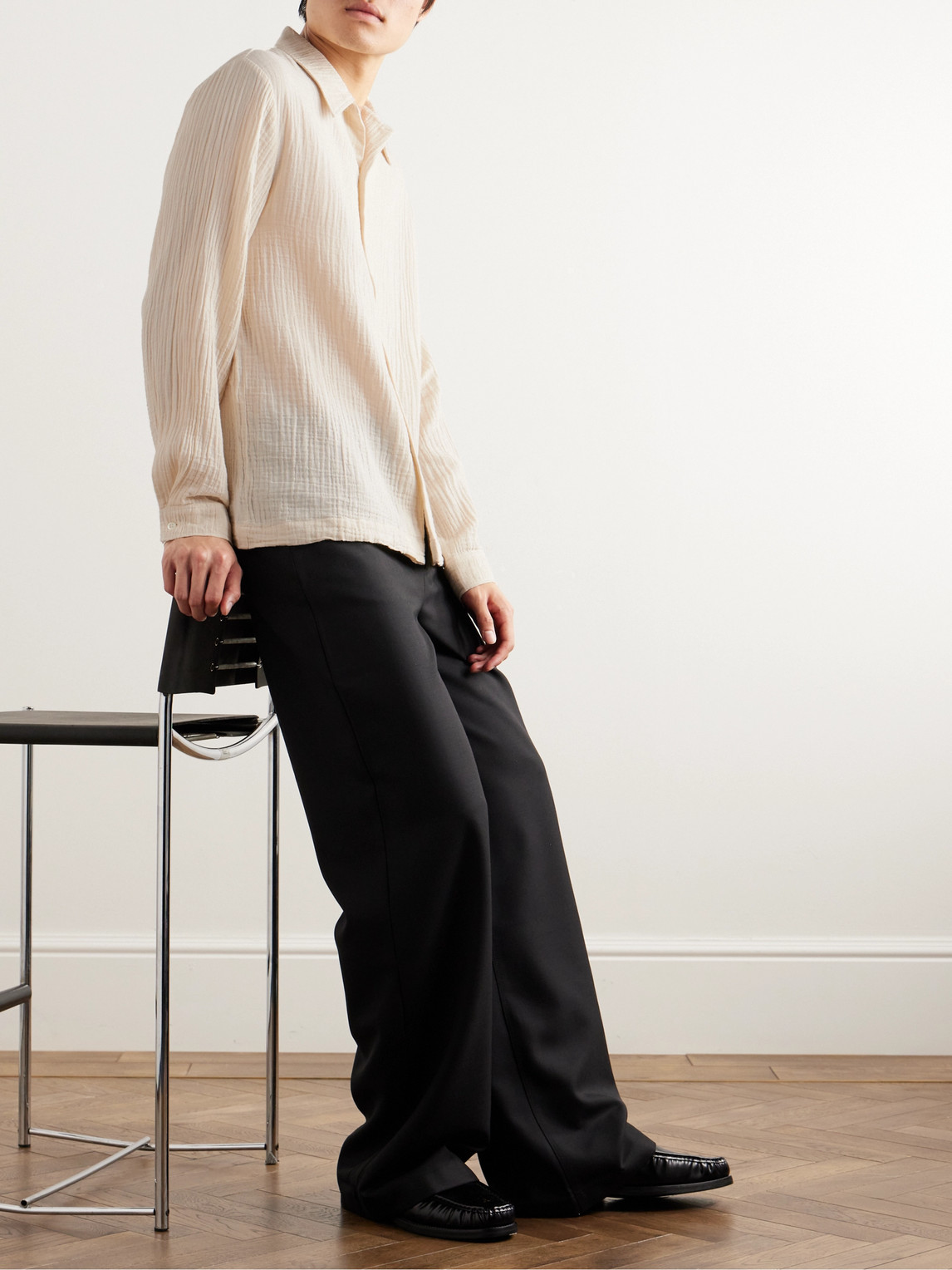 Séfr Ripley Textured Organic Cotton-Blend Voile Shirt | Smart Closet
