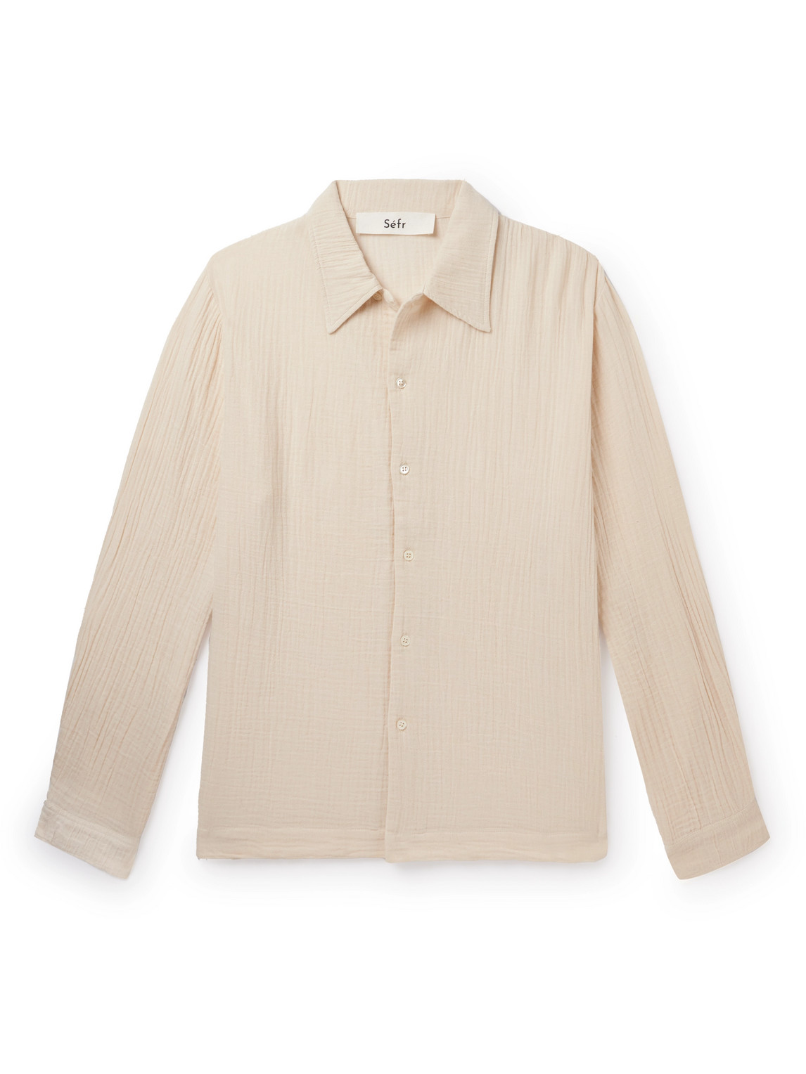 SÉFR RIPLEY TEXTURED ORGANIC COTTON-BLEND VOILE SHIRT