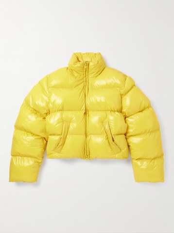 Cropped Leather Jacket in Yellow - Balenciaga