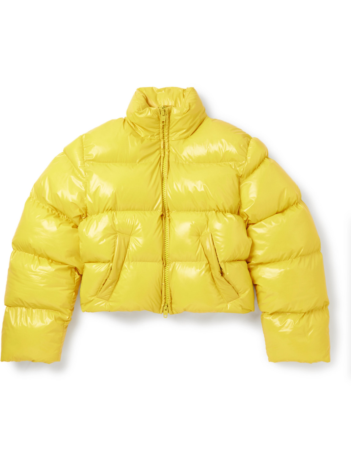 Balenciaga Cropped Padded Shell Jacket In Yellow
