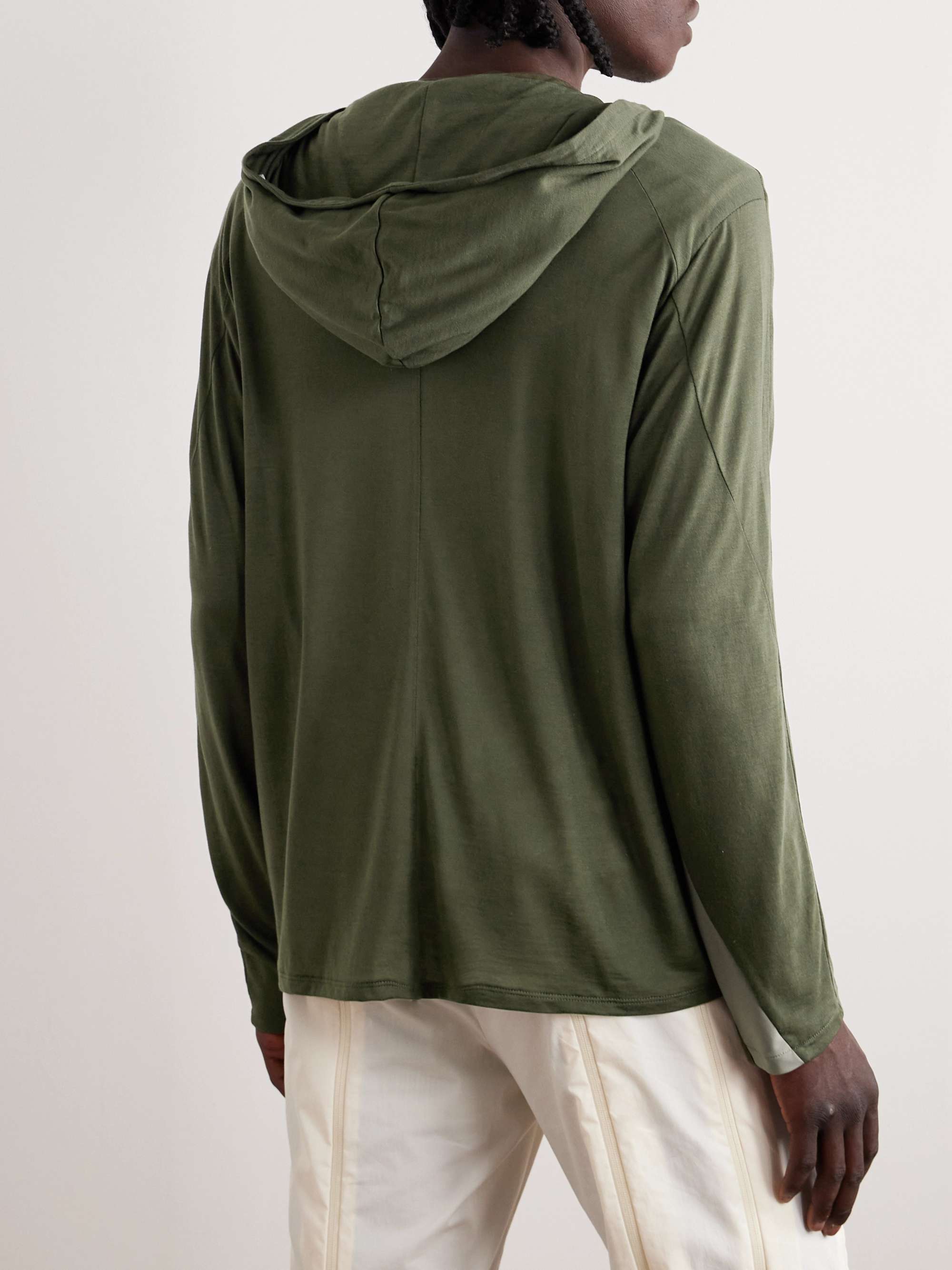 POST ARCHIVE FACTION Felpa in lyocell e mesh con cappuccio e zip 5.0+ Right