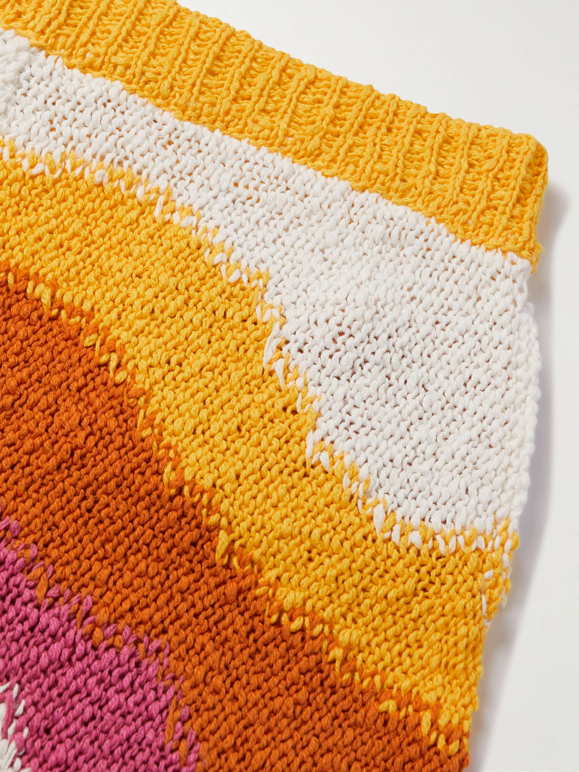 MARNI Straight-Leg Crochet-Knit Striped Cotton Shorts