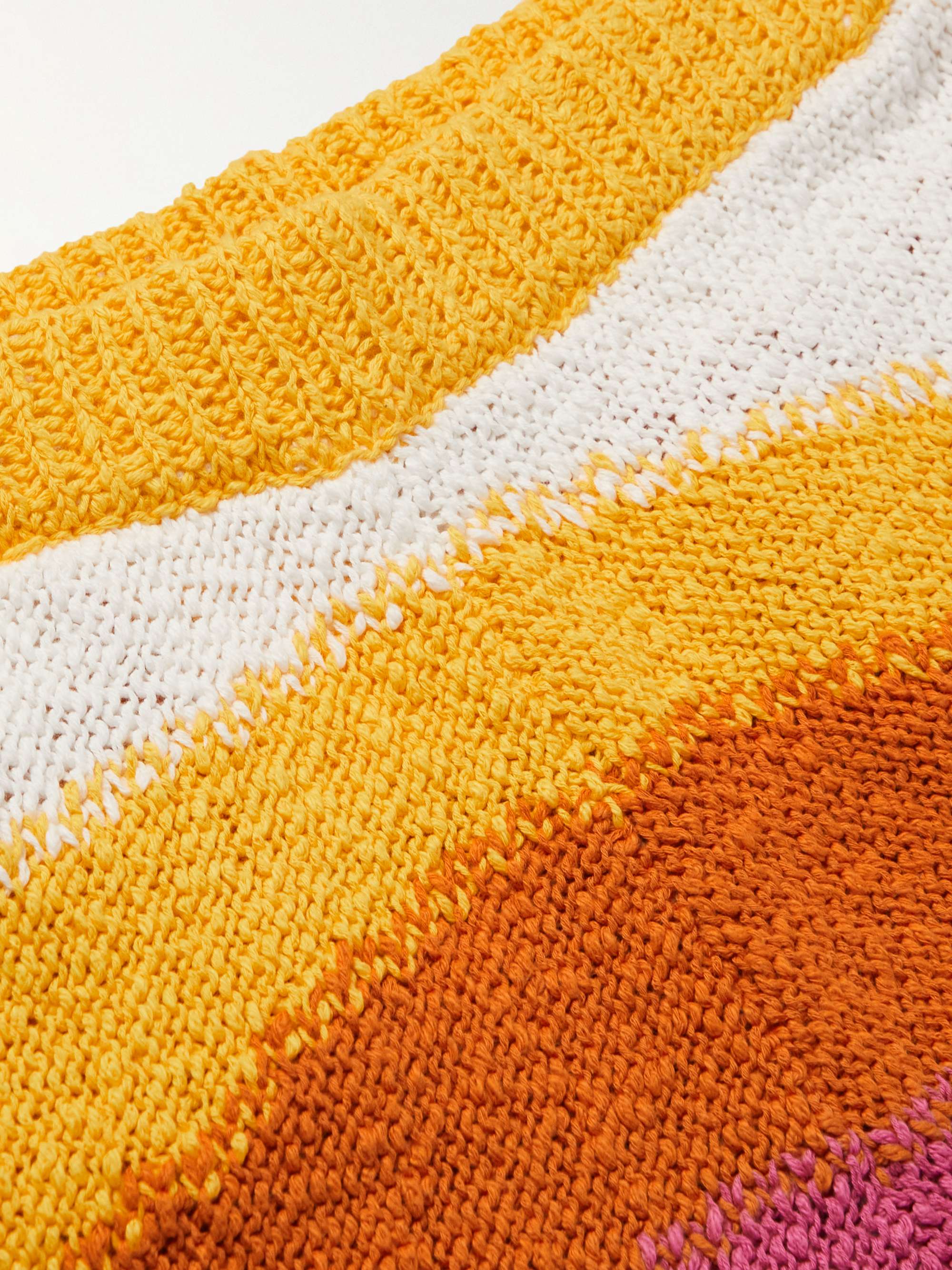 MARNI Straight-Leg Crochet-Knit Striped Cotton Shorts