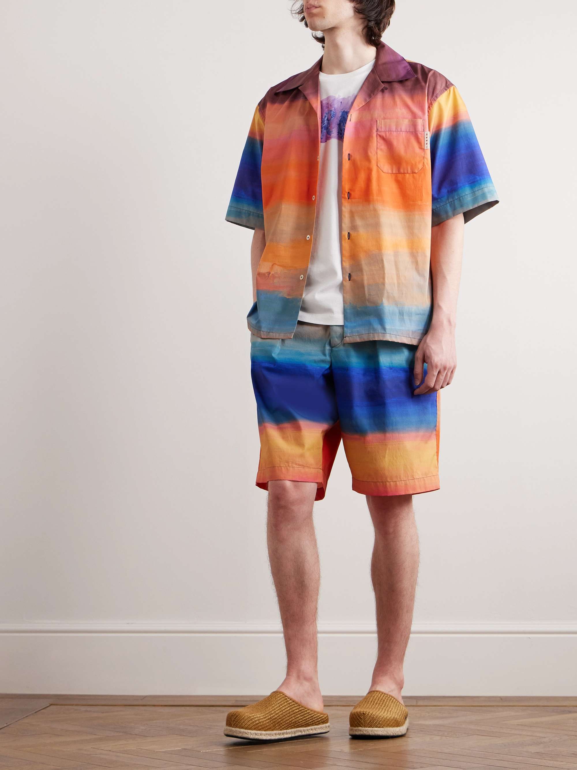 MARNI + Flaminia Veronesi Dark Side of the Moon Straight-Leg Printed Cotton-Poplin Shorts