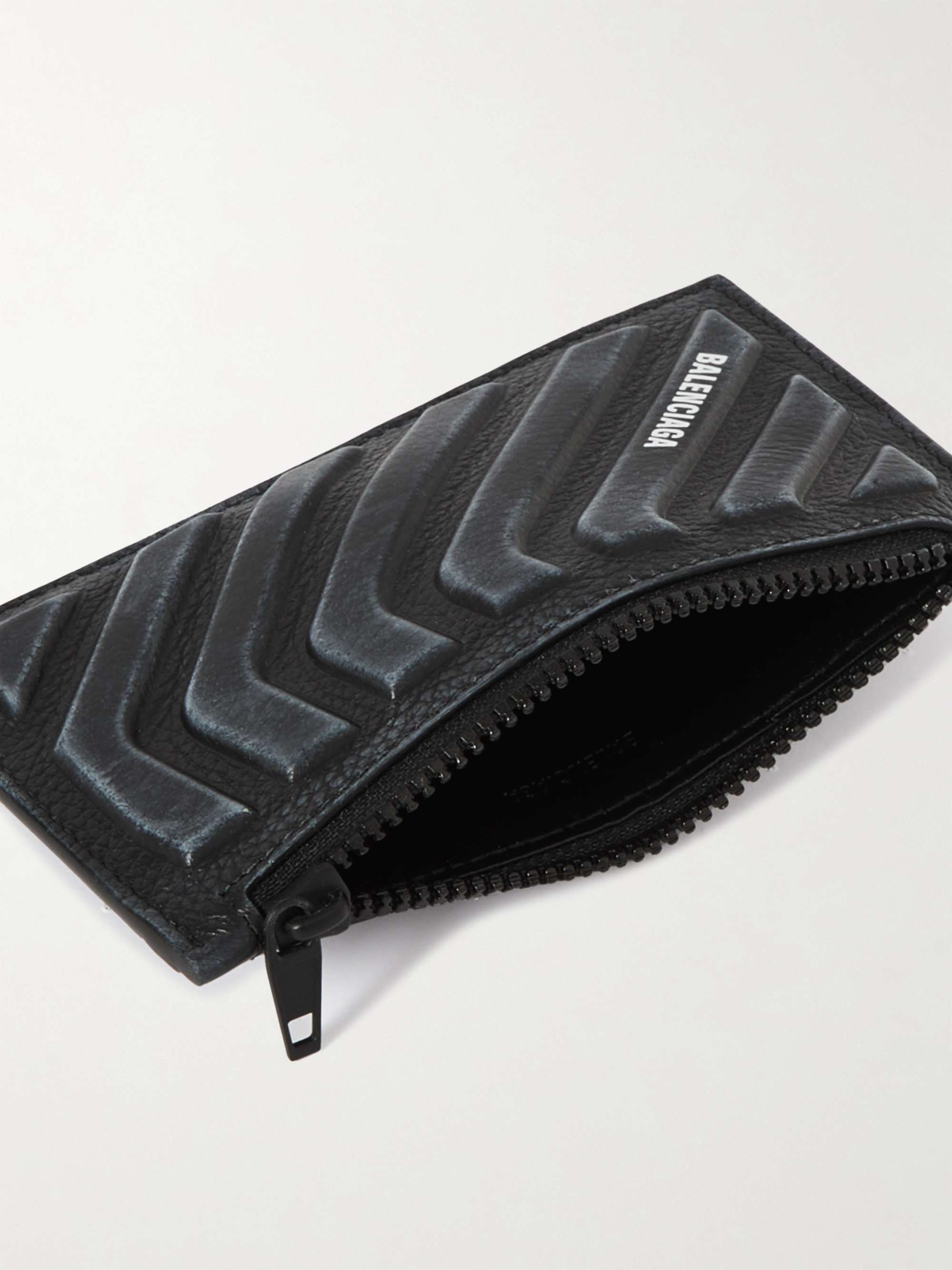 BALENCIAGA Logo-Print Embossed Full-Grain Leather Cardholder
