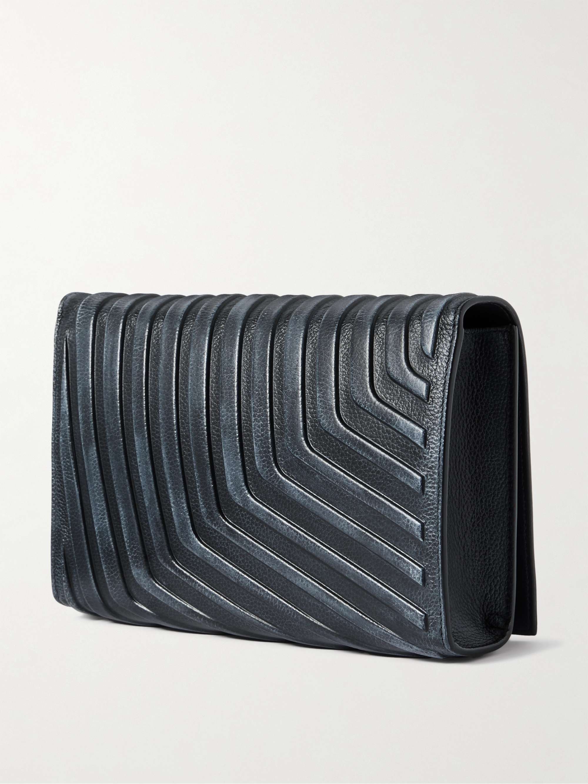 BALENCIAGA Car Flap Distressed Full-Grain Leather Messenger Bag