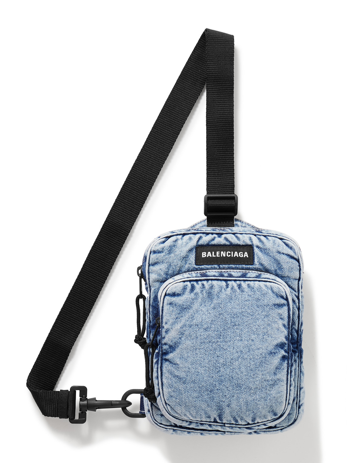 Balenciaga Explorer Denim Messenger Bag In Washed_blue