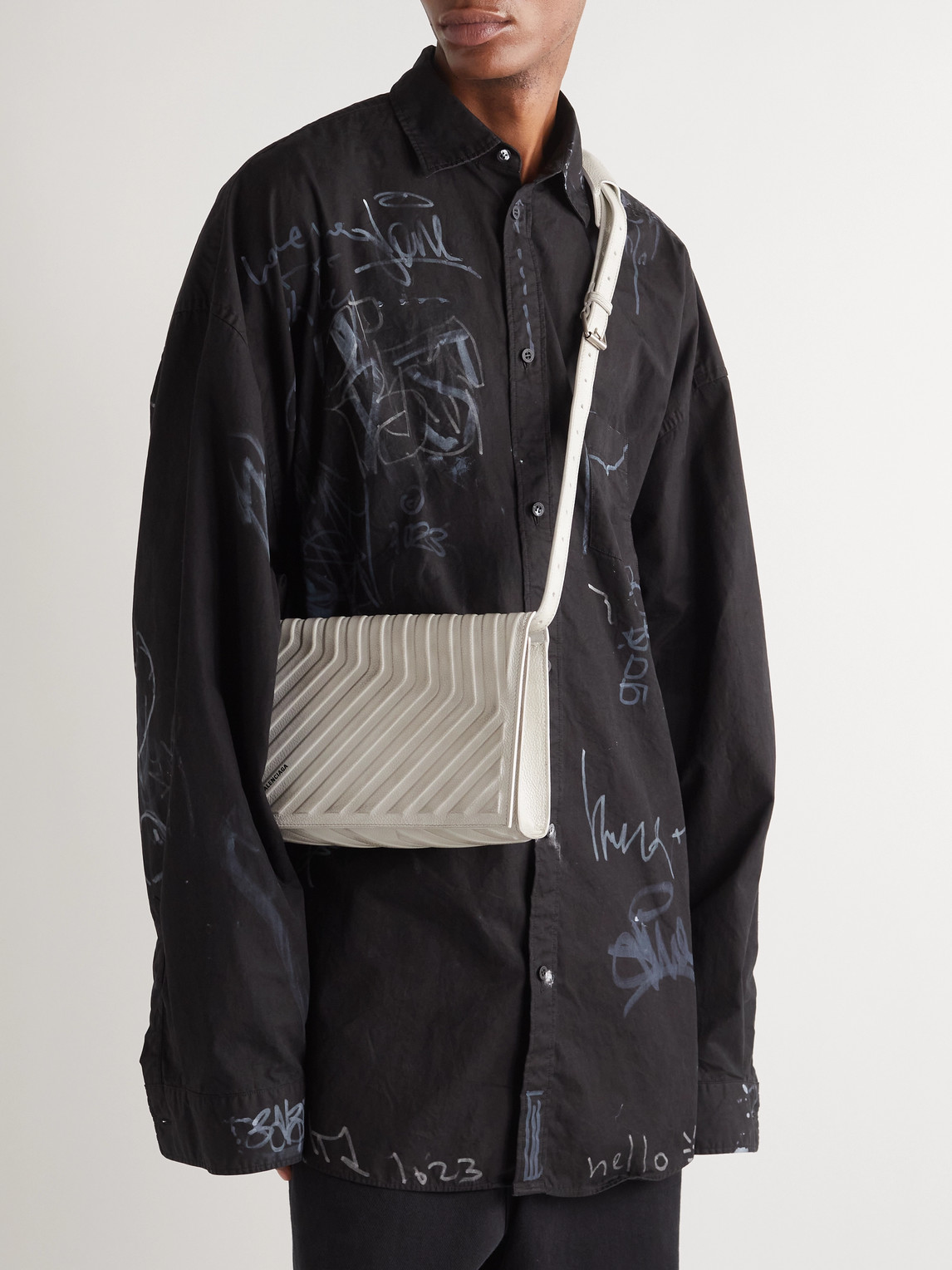 Shop Balenciaga Car Flap Distressed Full-grain Leather Messenger Bag In Neutrals
