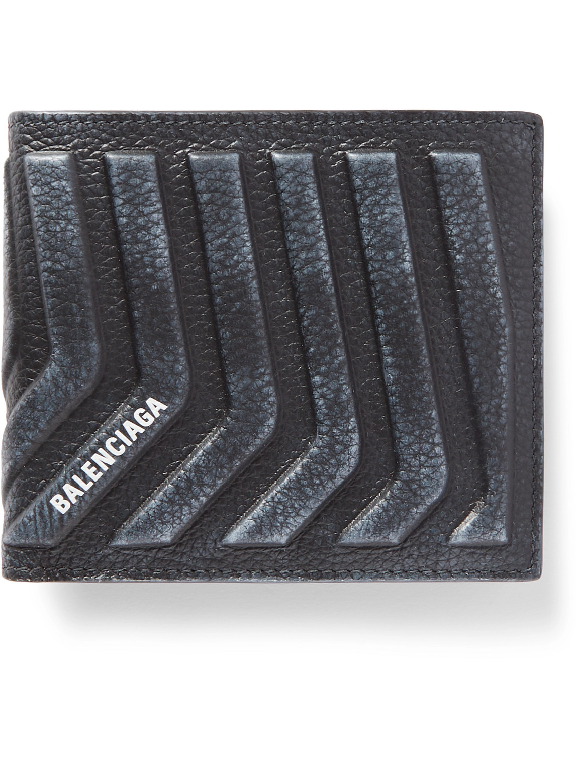 Balenciaga Logo-print Full-grain Leather Billfold Wallet In Black