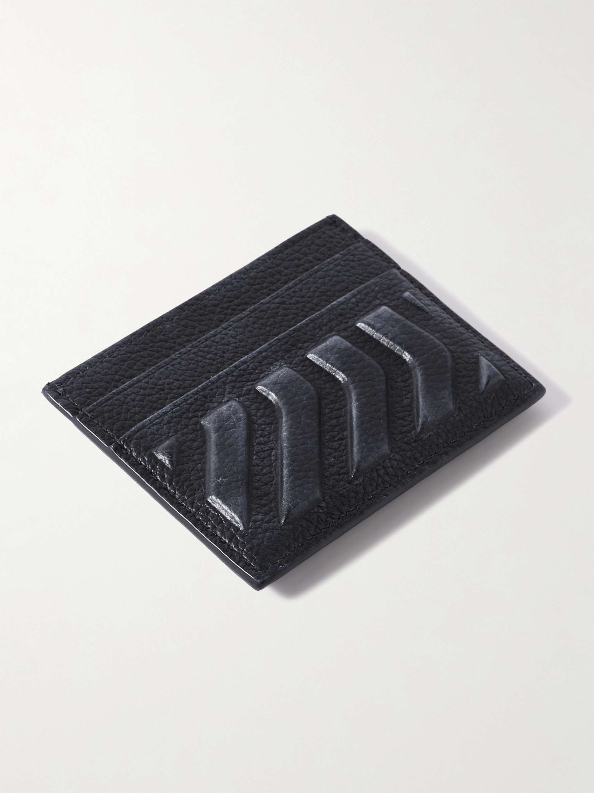 BALENCIAGA Logo-Print Embossed Full-Grain Leather Cardholder