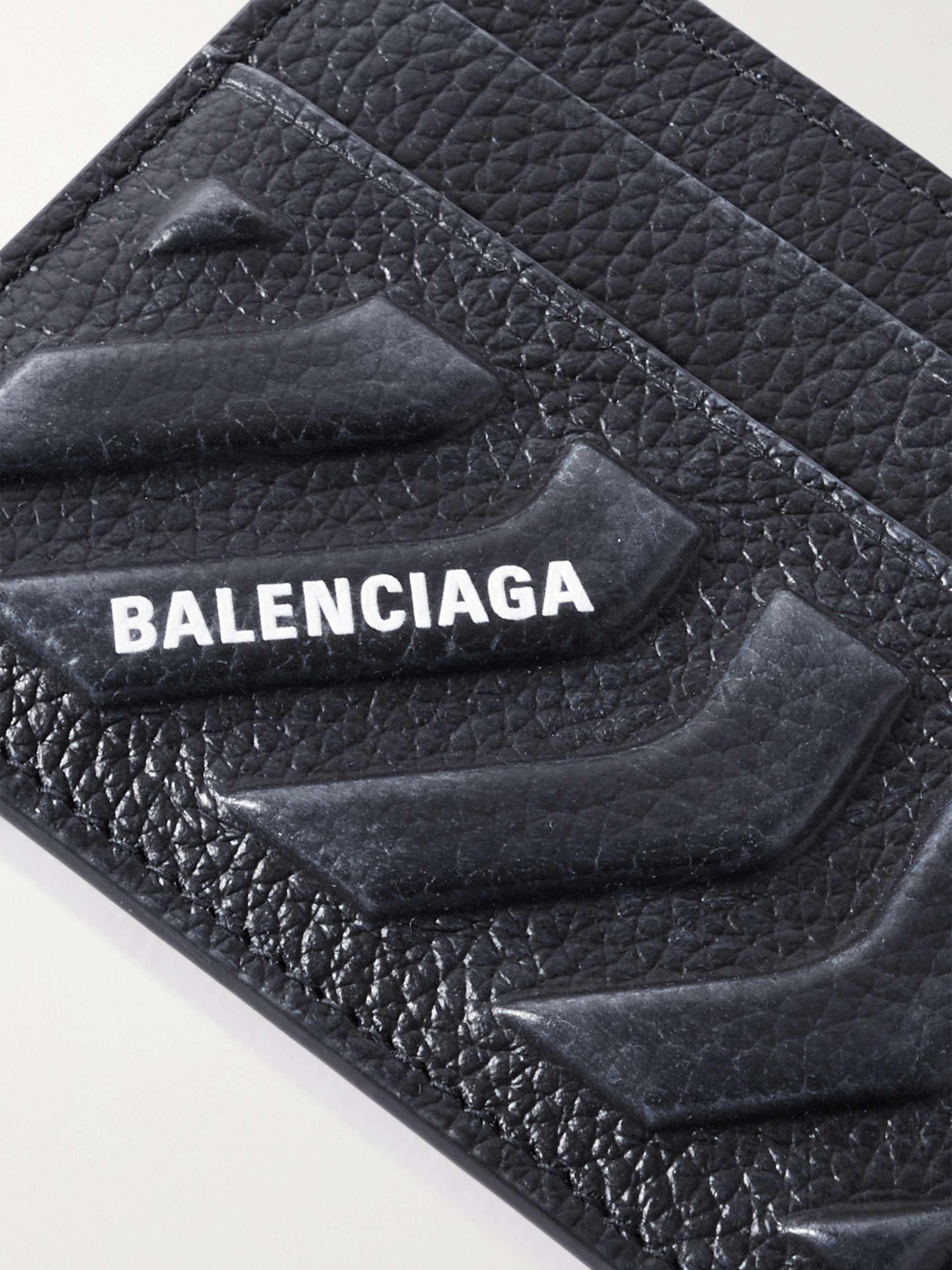 BALENCIAGA Logo-Print Full-Grain Leather Cardholder for Men