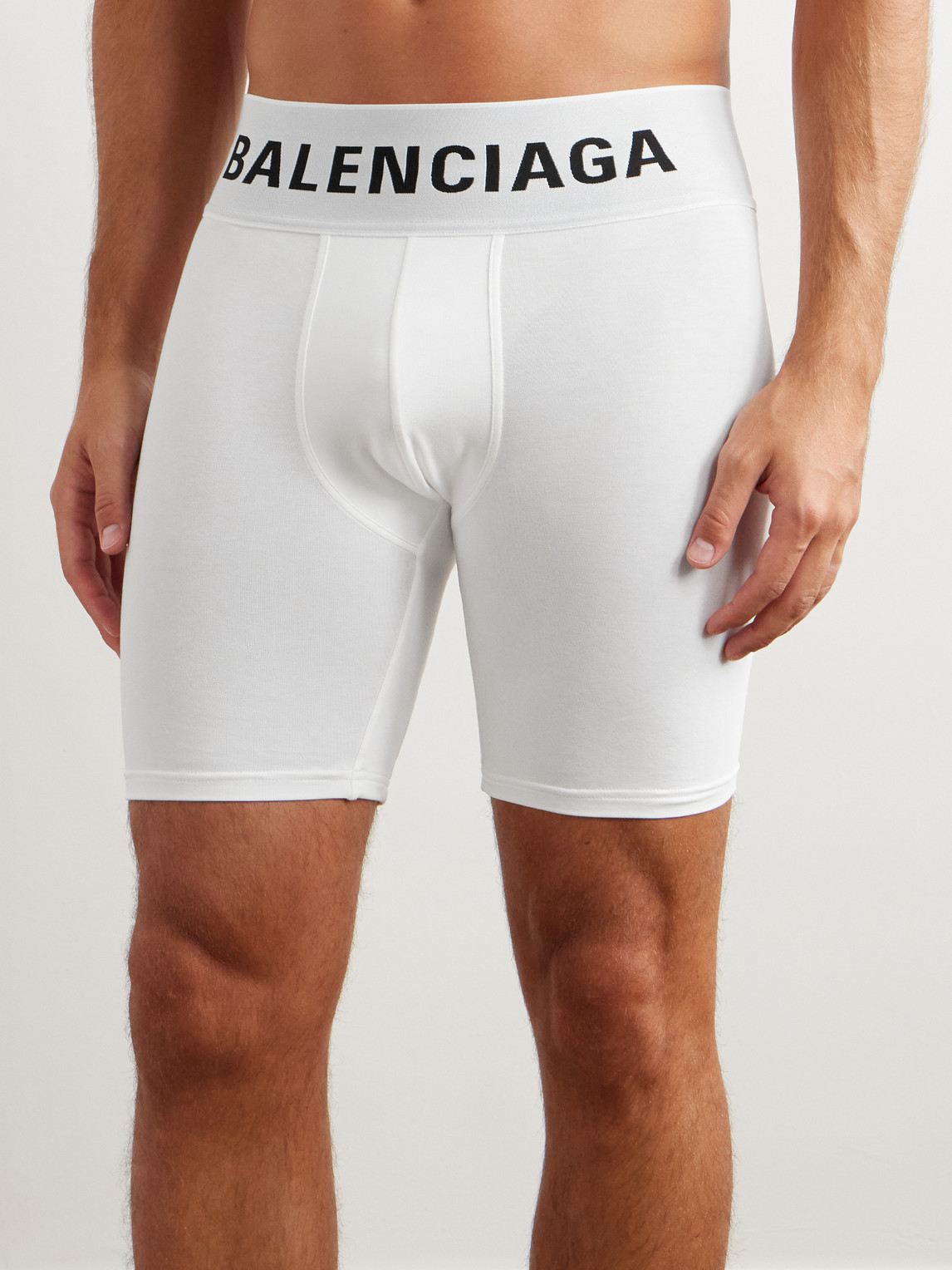 Shop Balenciaga Stretch-cotton Boxer Briefs In White