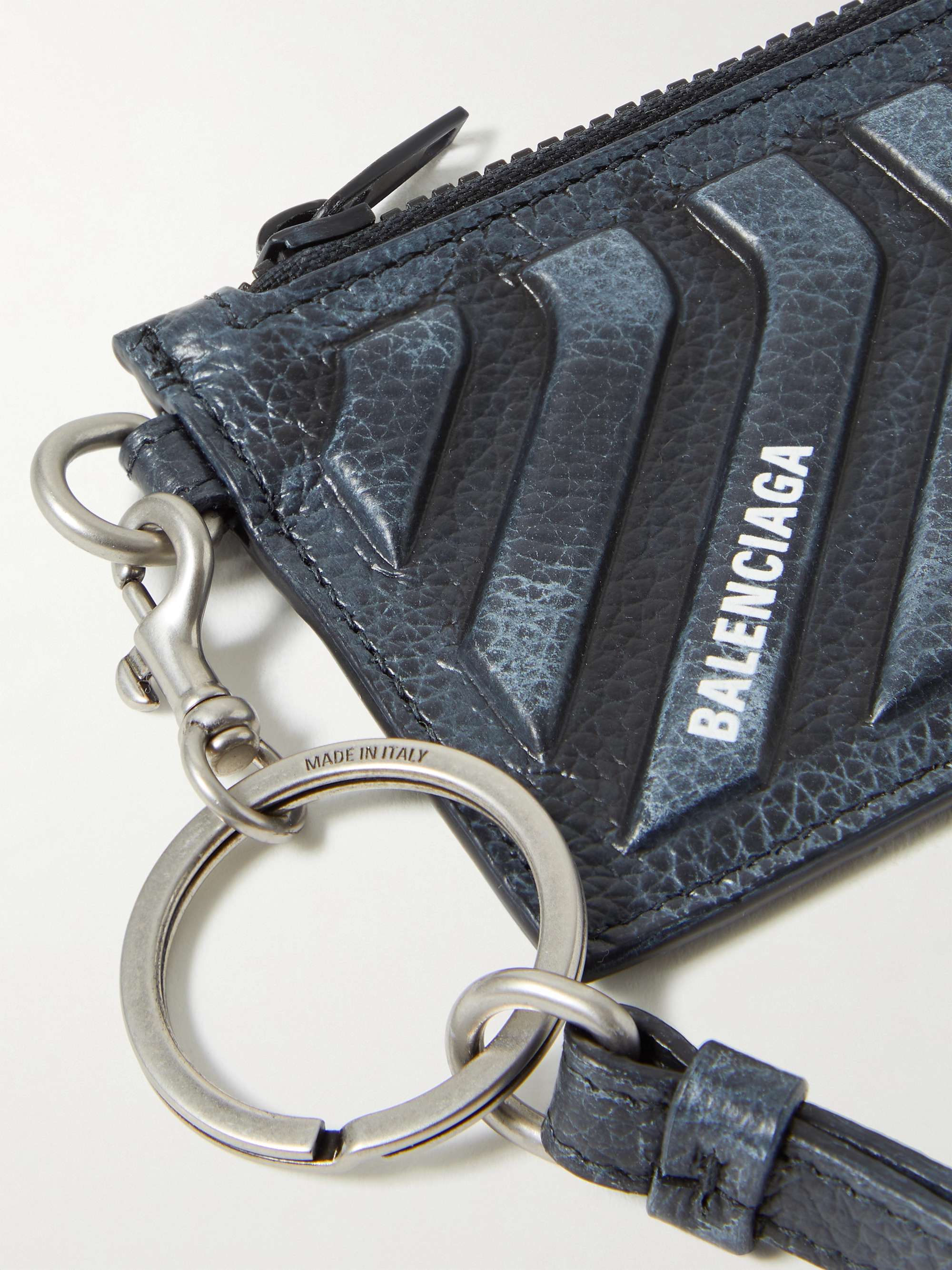 BALENCIAGA Logo-Print Embossed Full-Grain Leather Cardholder Lanyard for MR PORTER