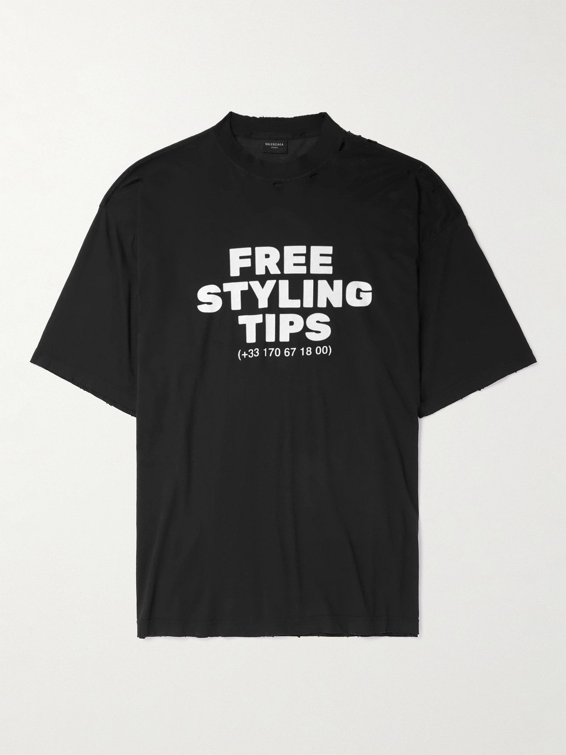 Balenciaga Oversized Distressed Printed Cotton-Jersey T-Shirt - Men