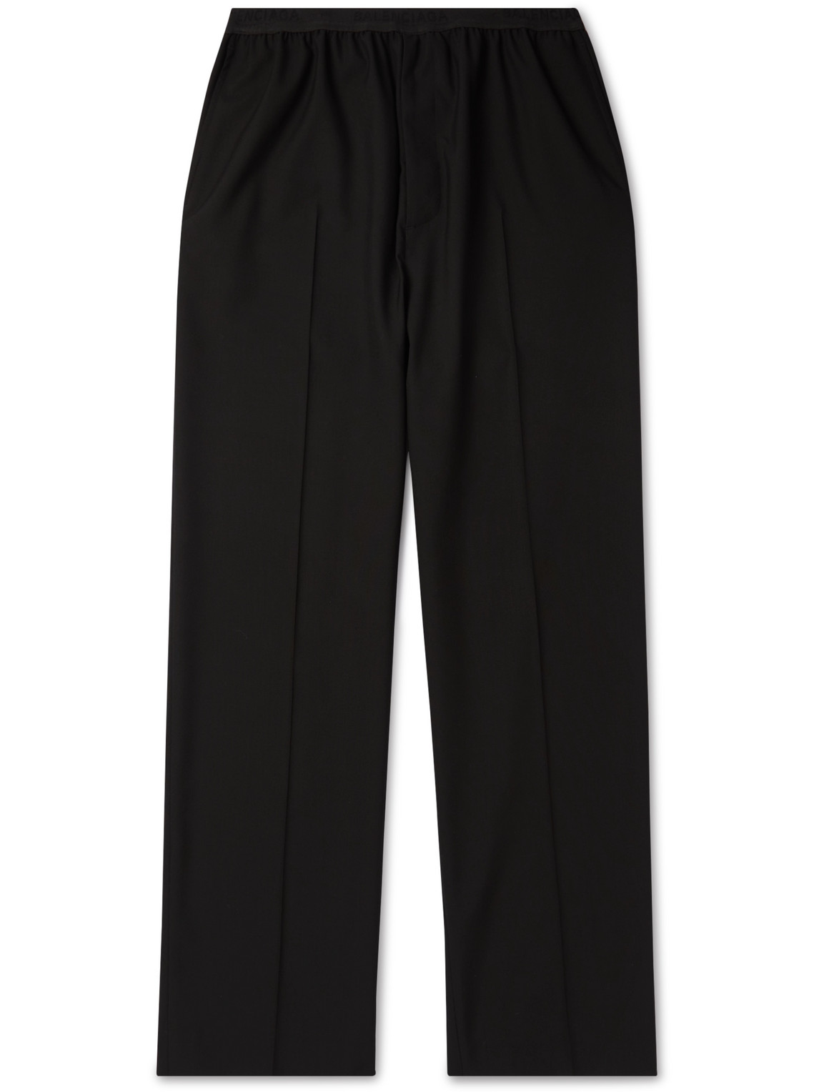 Shop Balenciaga Wide-leg Wool Trousers In Black