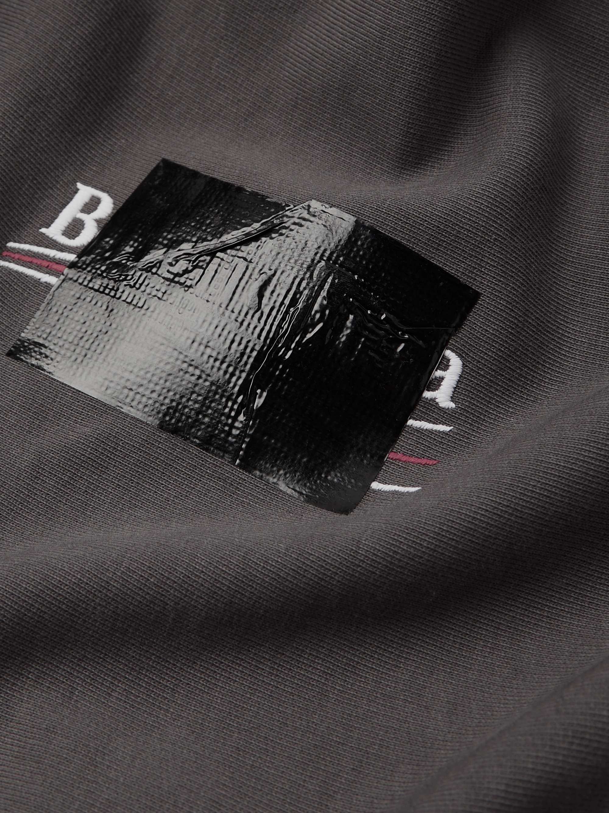 BALENCIAGA Gaffer Logo-Embroidered Distressed Cotton-Jersey Zip-Up Hoodie