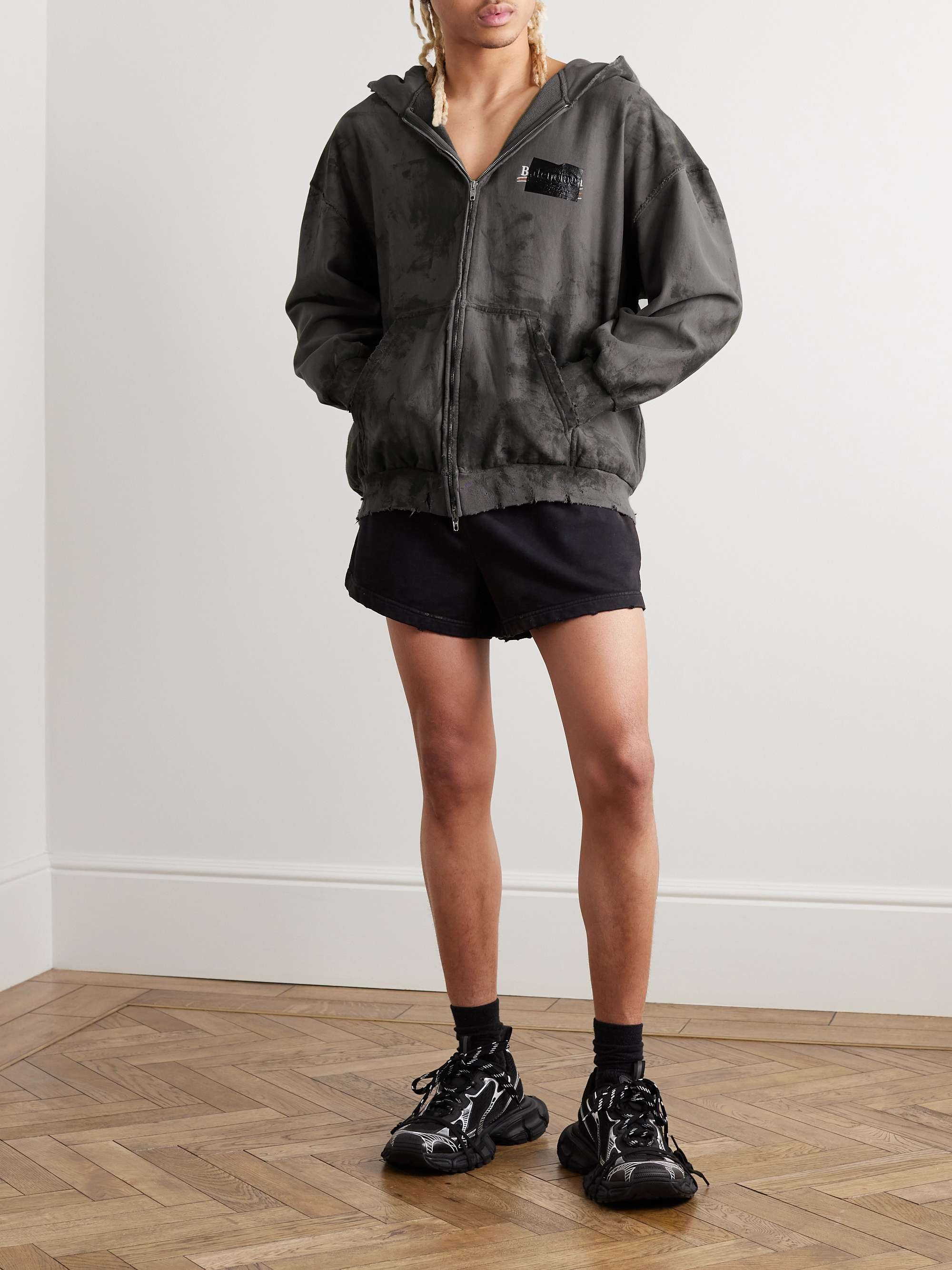 BALENCIAGA Gaffer Logo-Embroidered Cotton-Jersey Zip-Up Hoodie for | PORTER