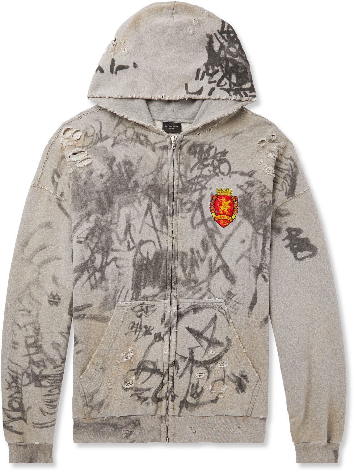 年末のプロモーション特価! balenciaga HOODIE ZIP DISTRESSED 22SS
