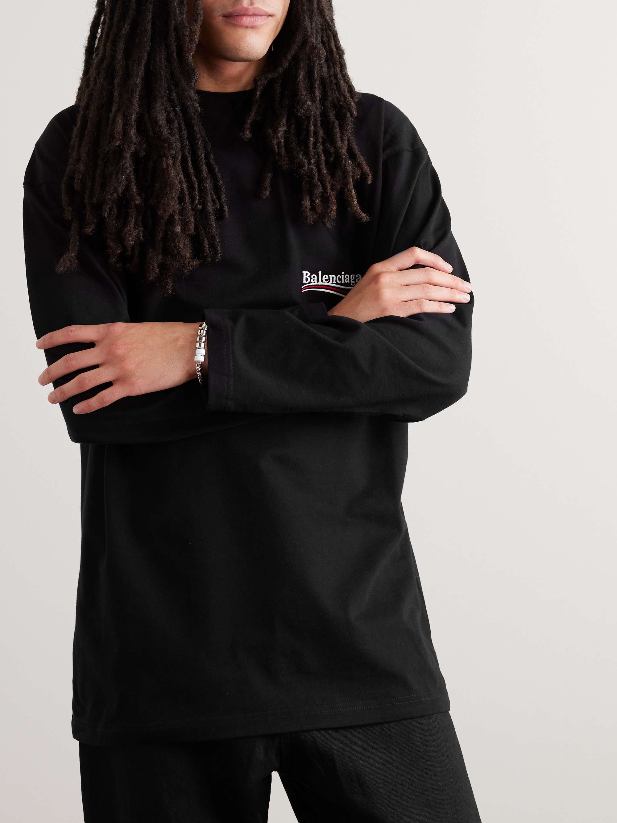 BALENCIAGA Logo-Embroidered Cotton-Jersey T-Shirt