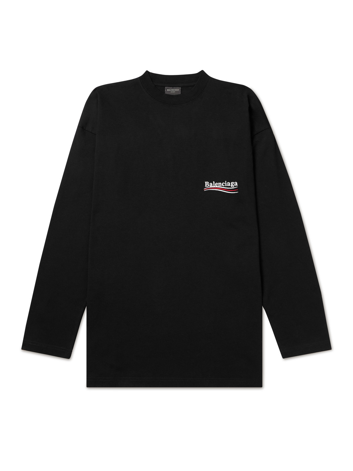 Balenciaga Logo-embroidered Cotton-jersey T-shirt In Black