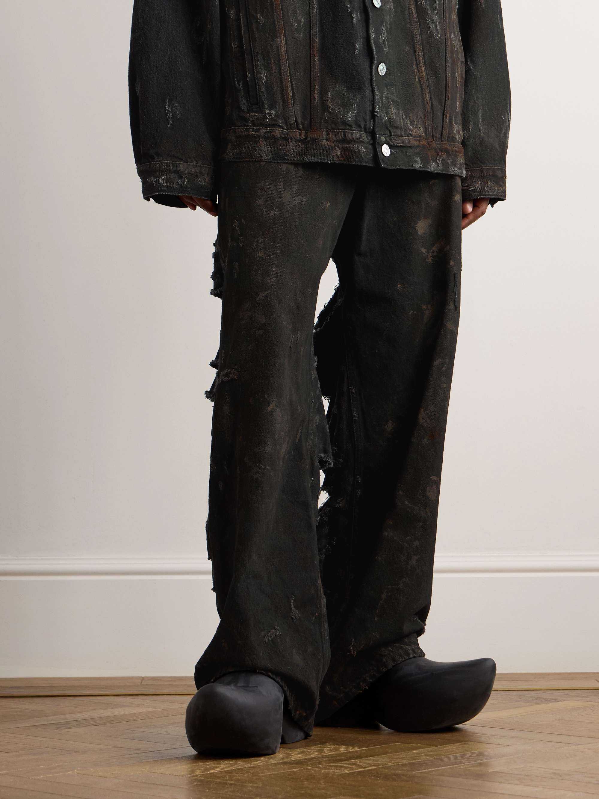 BALENCIAGA Super Destroyed Wide-Leg Distressed Jeans | MR PORTER