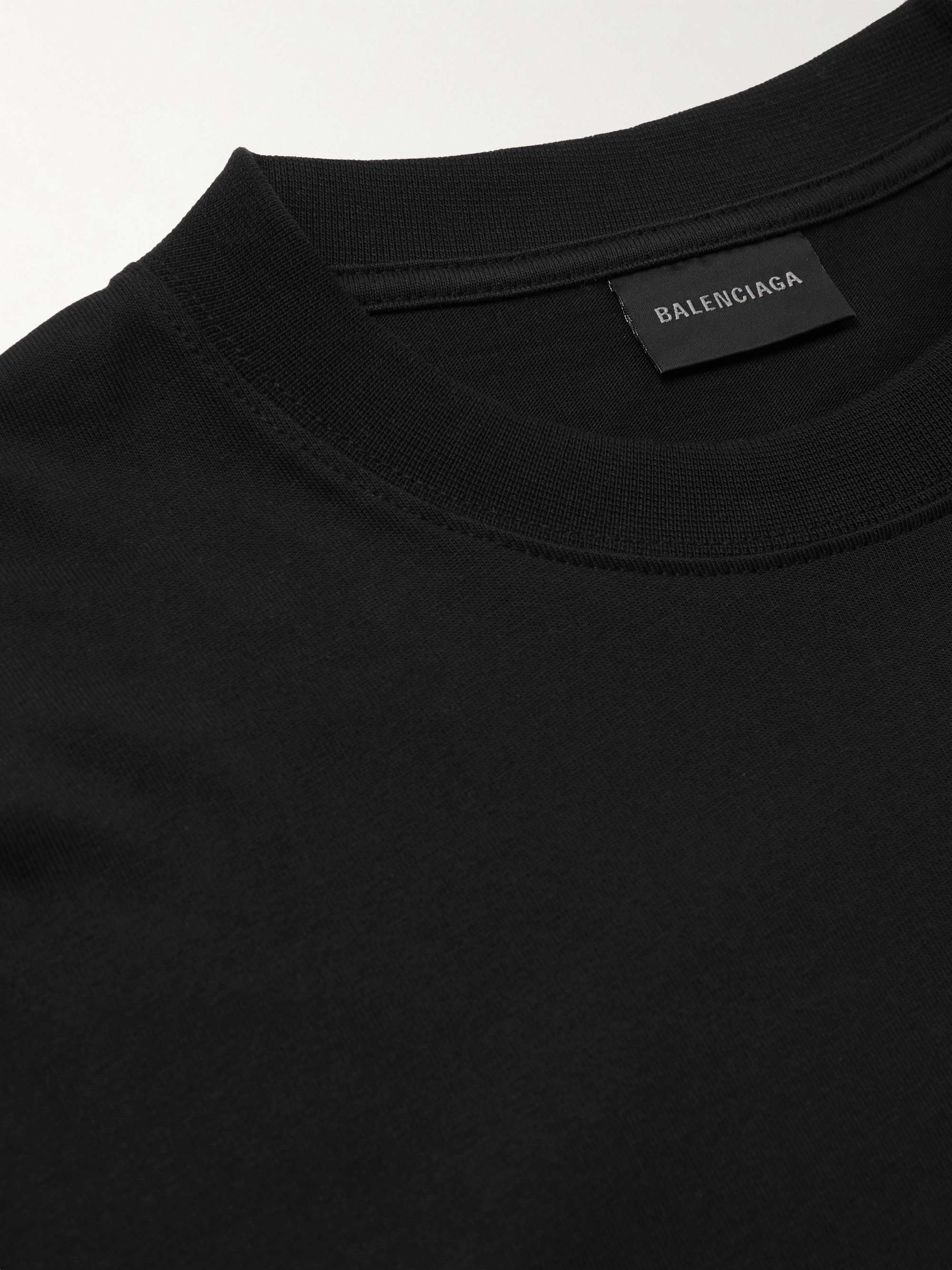 BALENCIAGA Oversized Logo-Embroidered Cotton-Jersey T-Shirt
