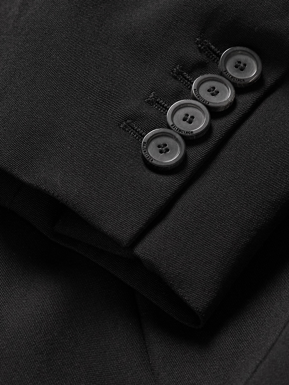Shop Balenciaga Oversized Logo-appliquéd Cotton-drill Coat In Black
