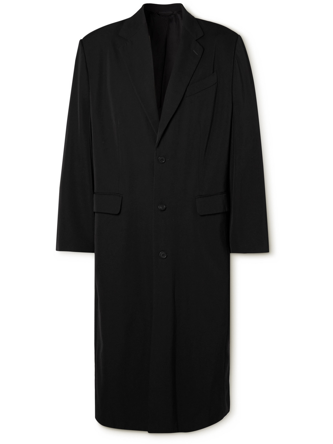 Balenciaga Oversized Logo-appliquéd Cotton-drill Coat In Black